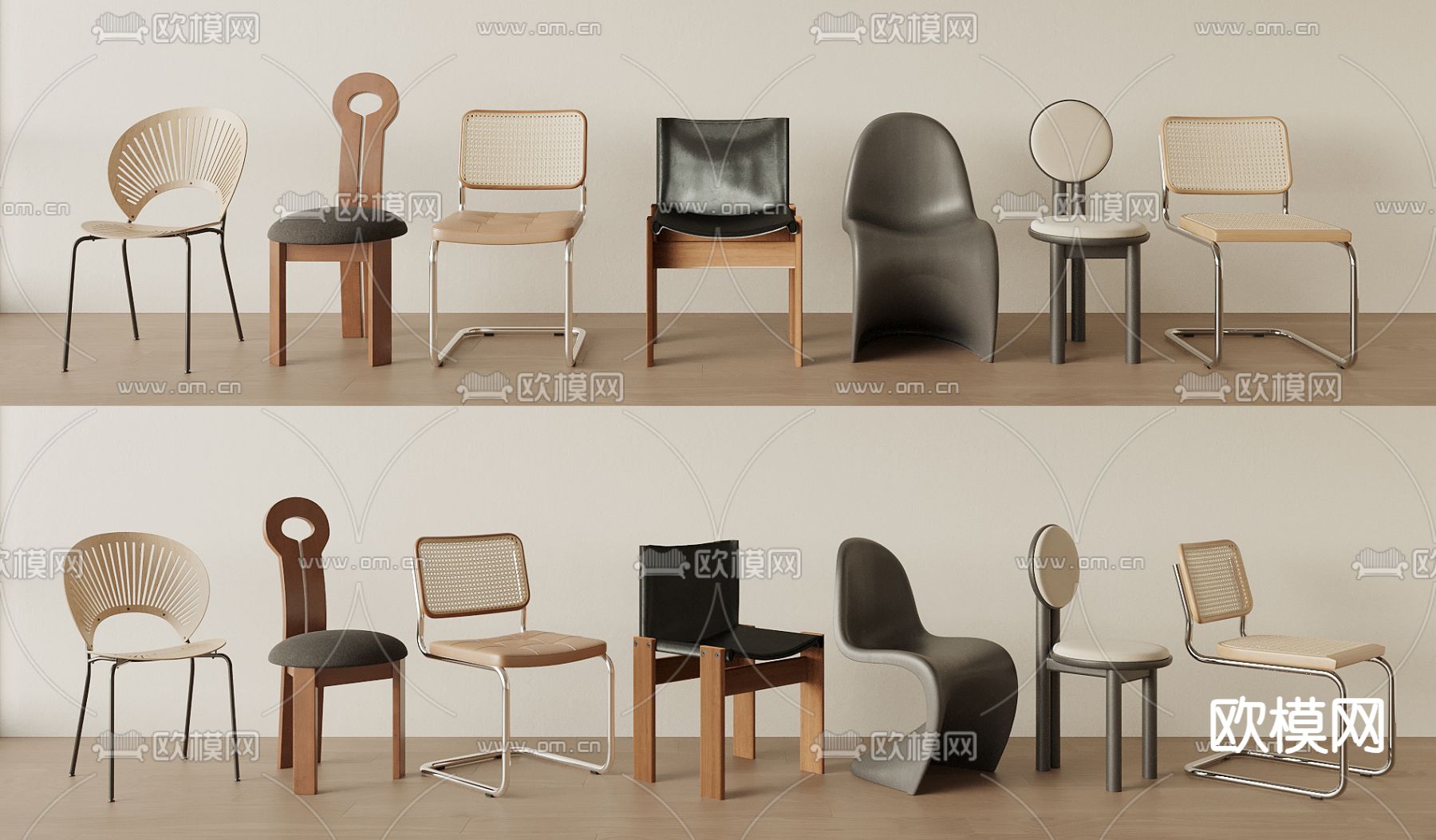 中古风椅子 餐椅3d模型下载