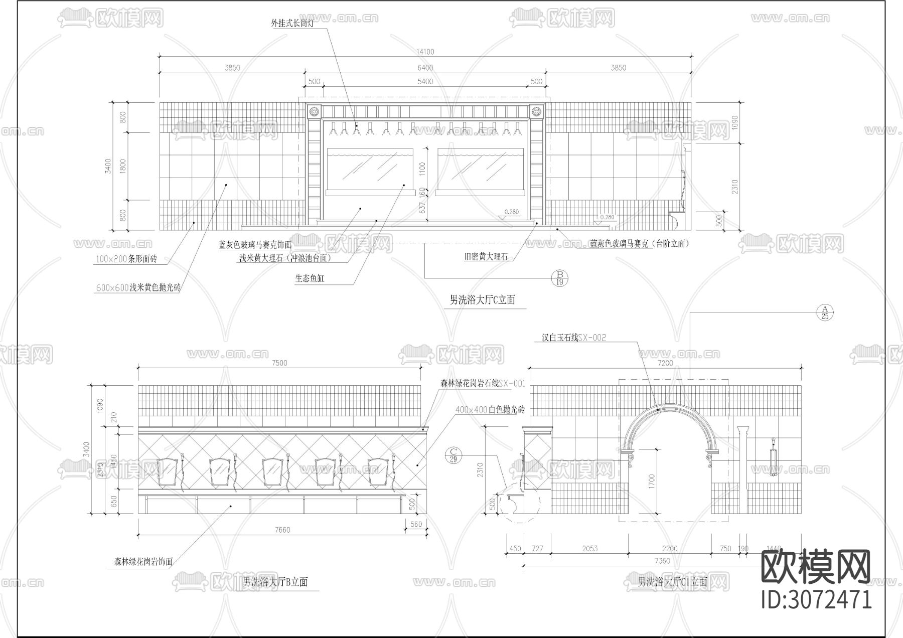1560㎡汤泉 水疗 洗浴会所cad施工图下载（渲染图4）