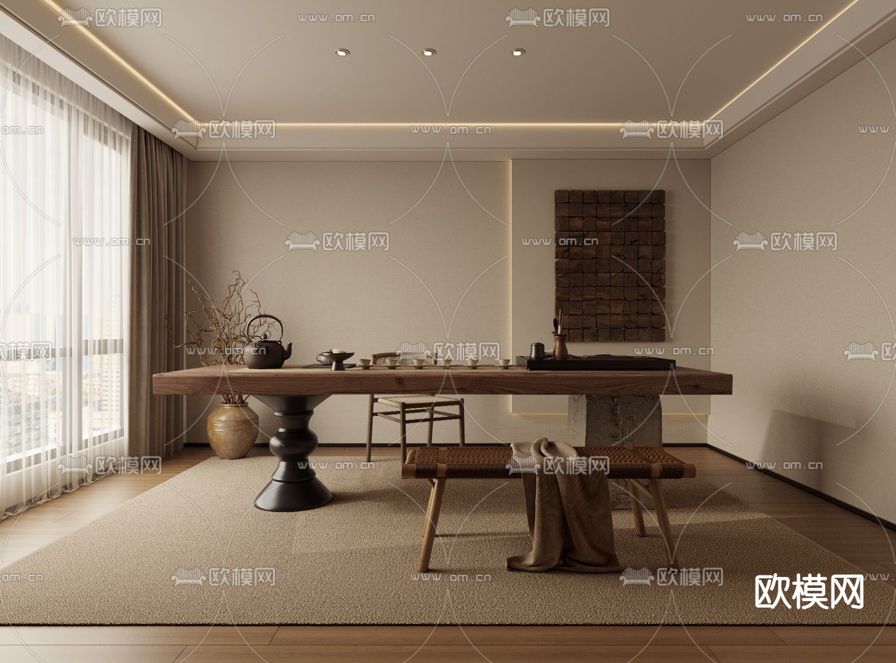 侘寂风茶室3d模型下载