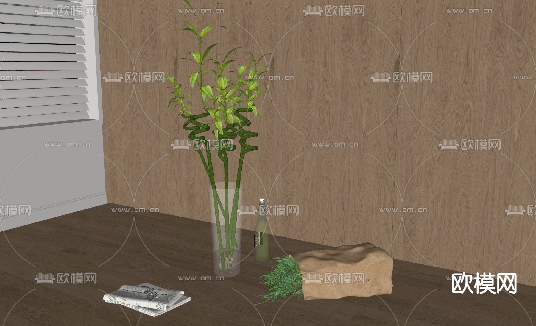 富贵竹 水培绿植su模型下载（渲染图2）