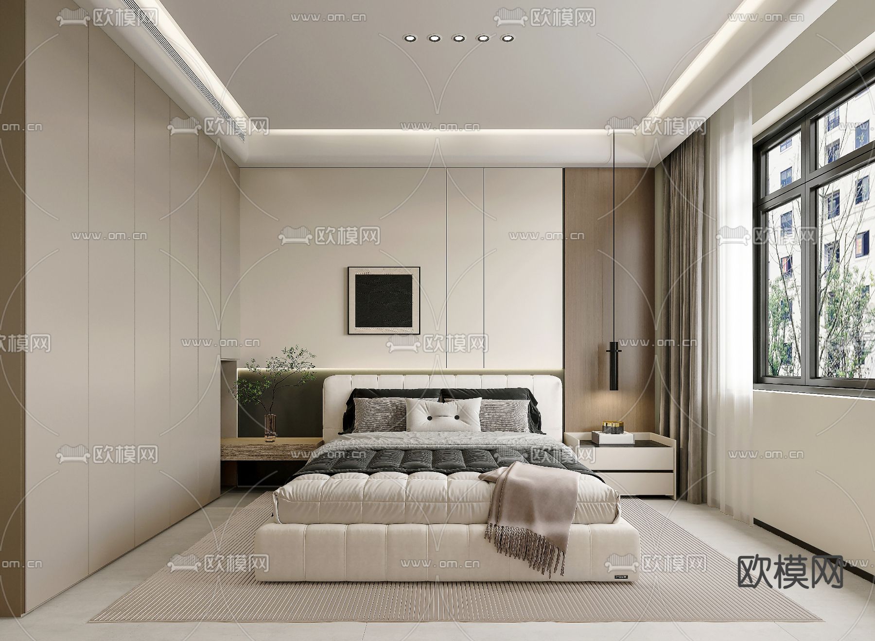 现代卧室 衣帽间3d模型下载（渲染图1）