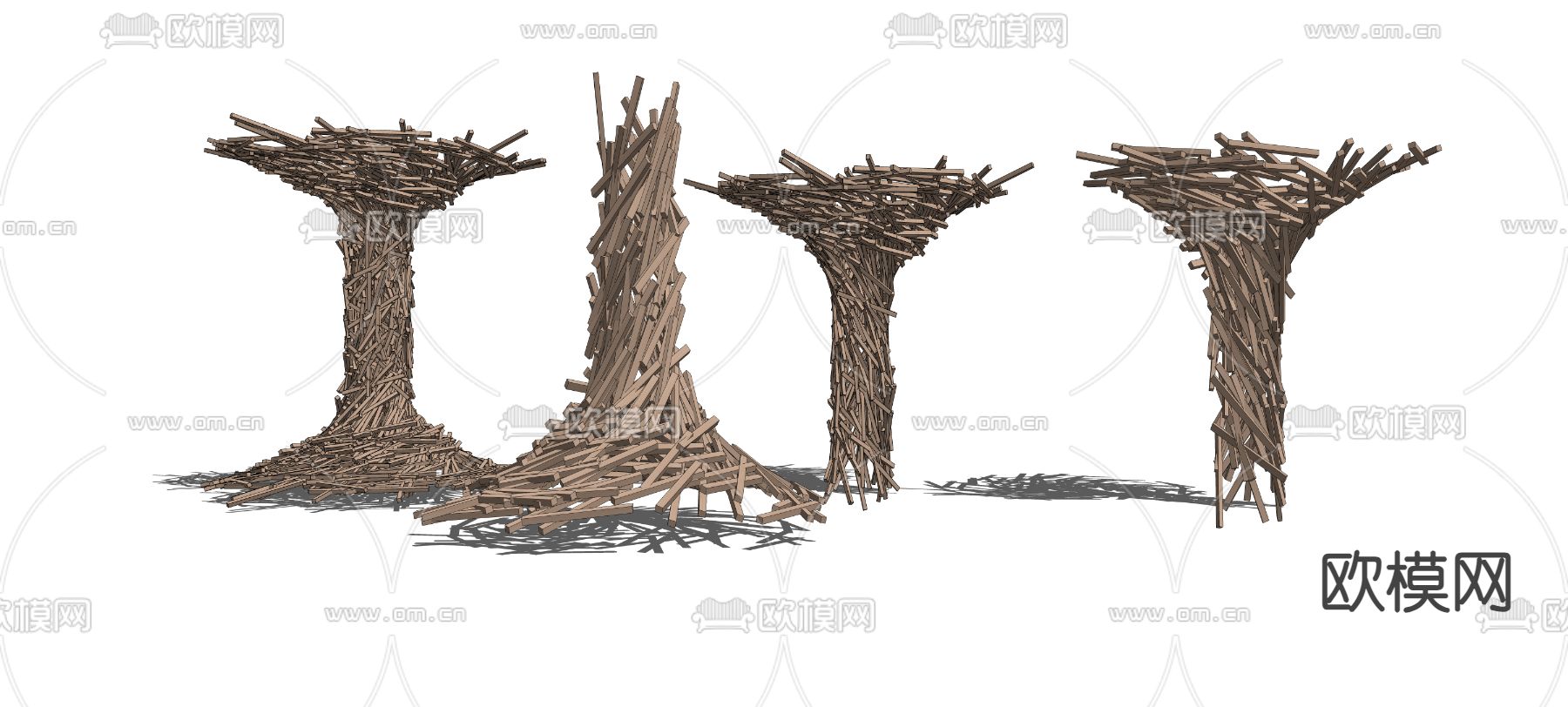 木柱子 装饰柱子su模型下载