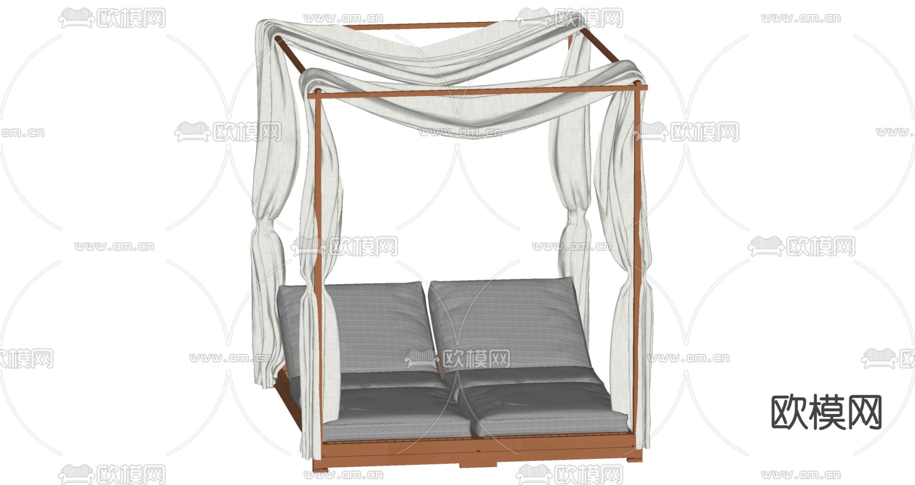 双人躺椅su模型下载（渲染图2）