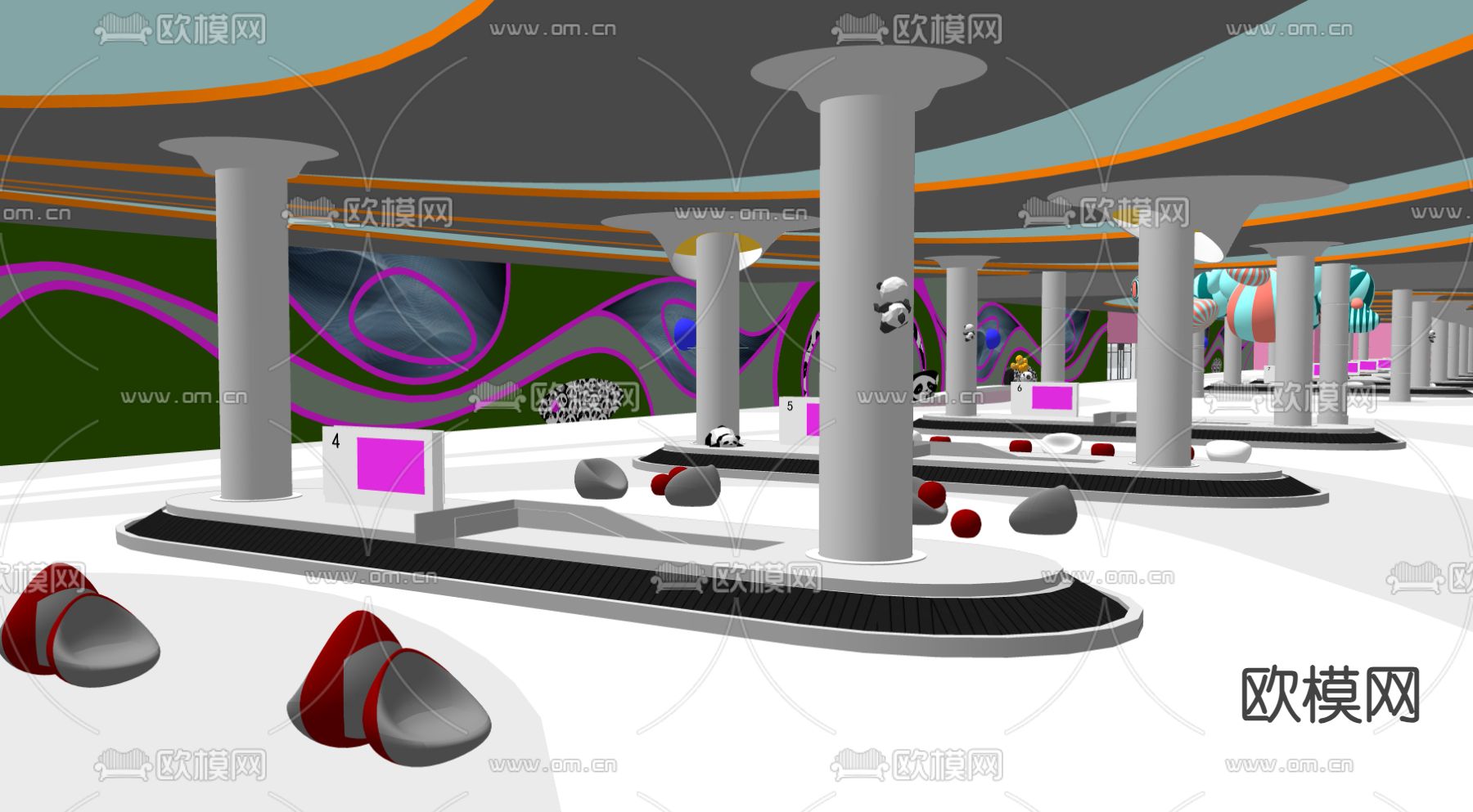 机场行李室 行李轨道su模型下载（渲染图4）