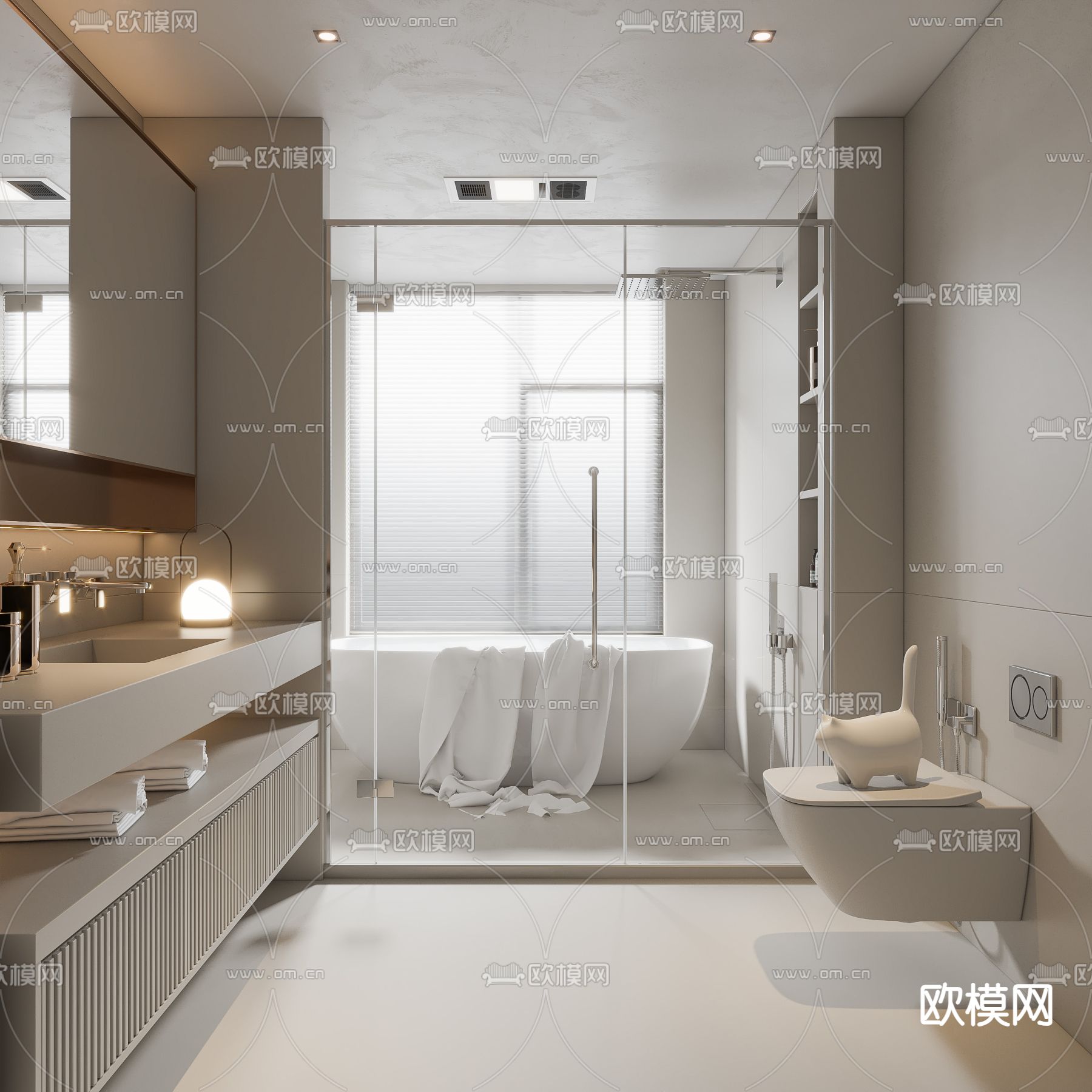 现代卫生间 浴室 洗手间su模型下载（渲染图1）