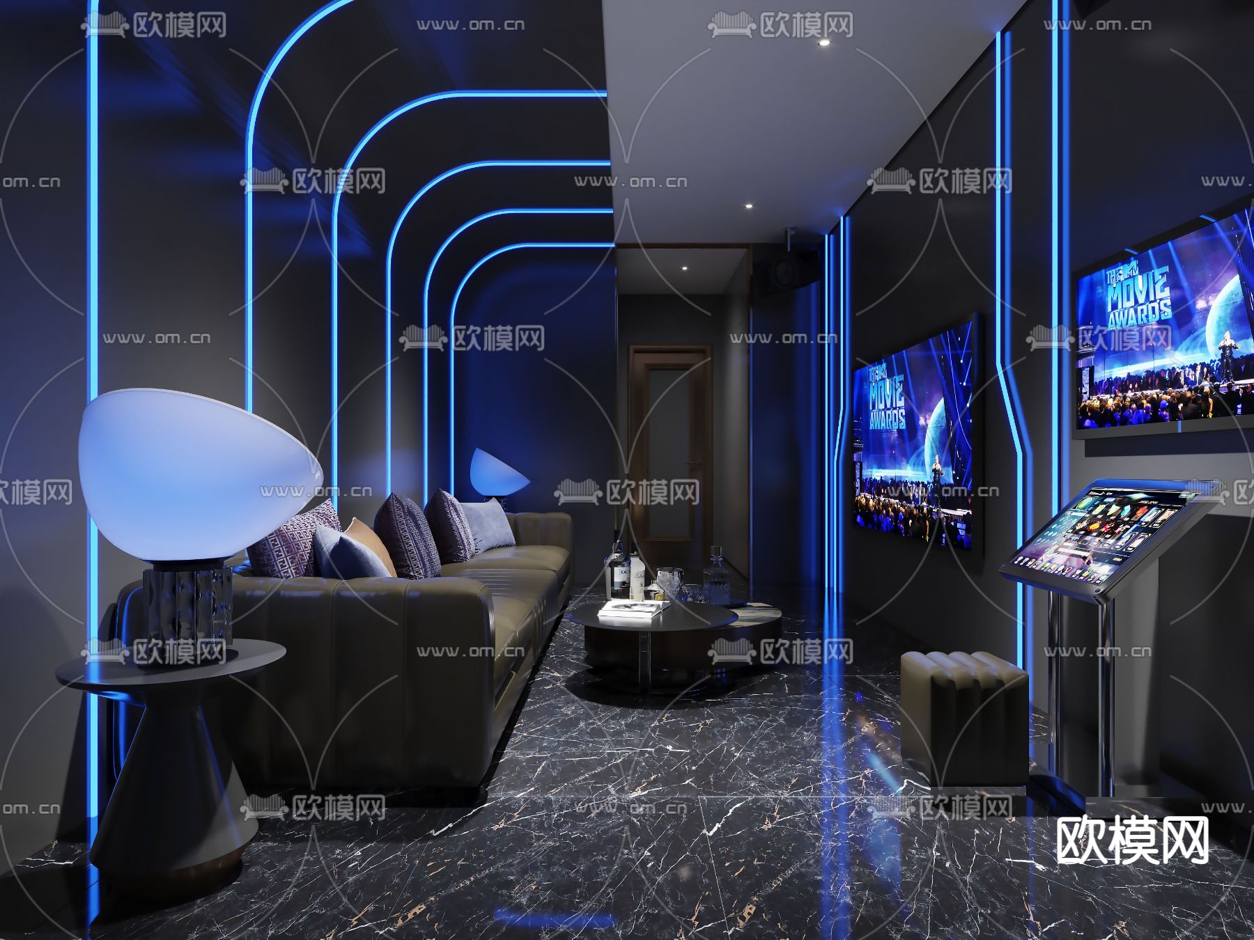 科技感KTV包厢 酒吧 夜总会3d模型下载（渲染图3）