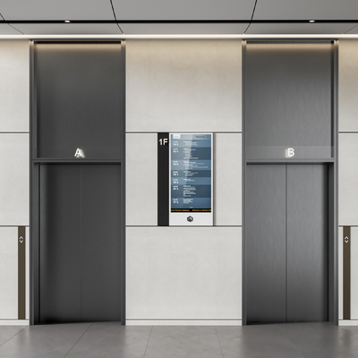  现代电梯厅 电梯间 办公电梯su模型 