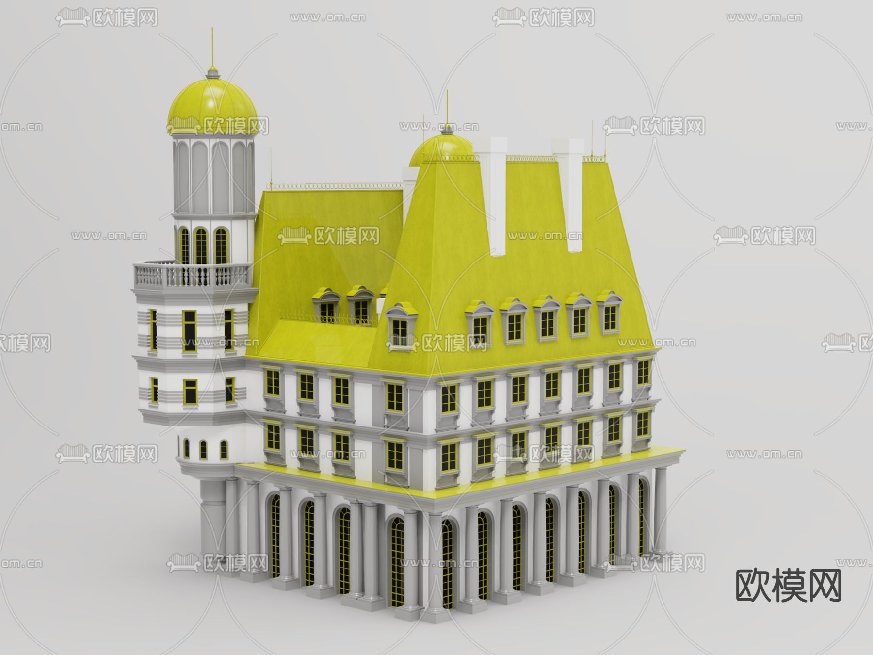 欧式别墅外观su模型下载（渲染图2）