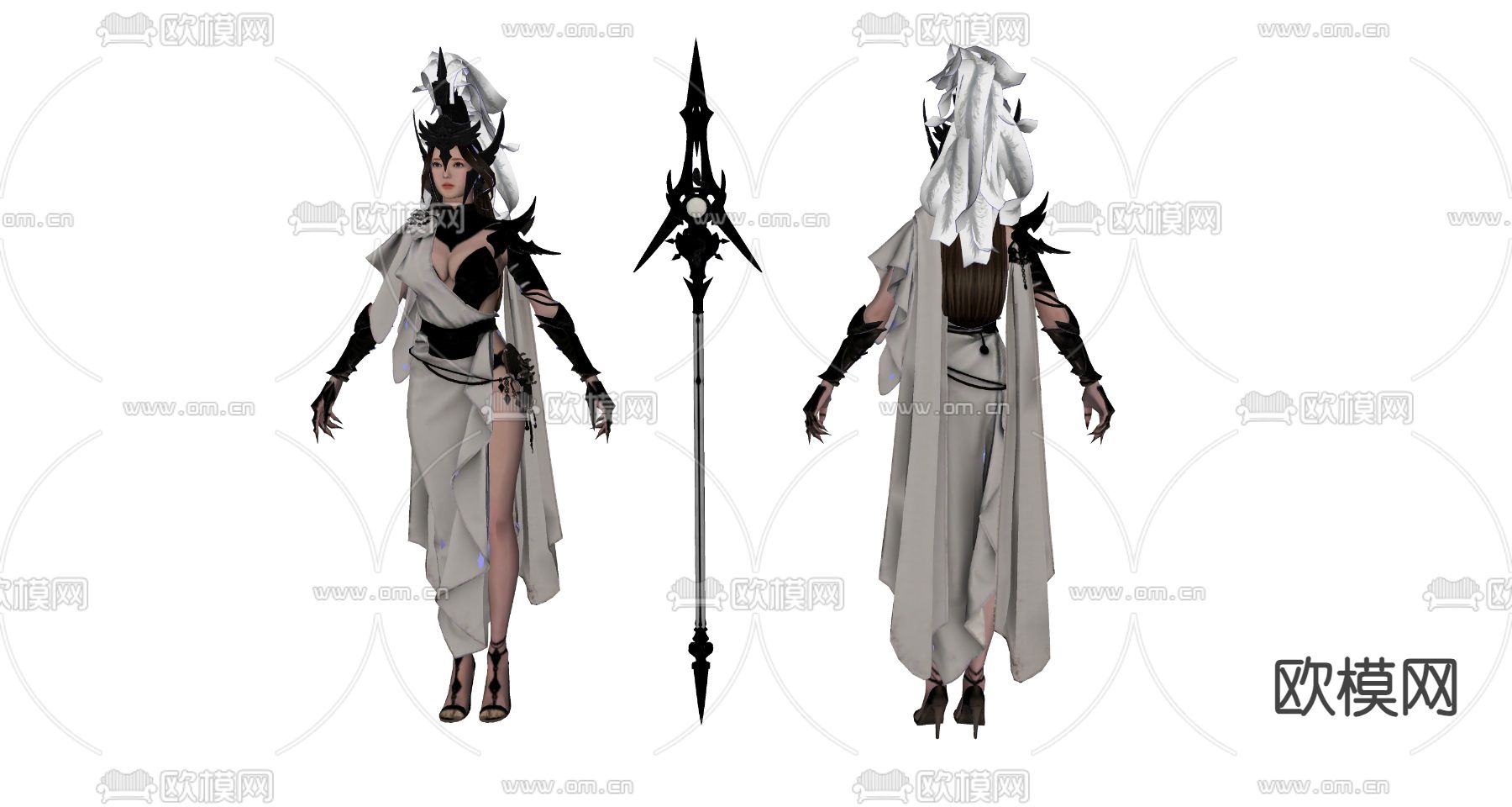 游戏人物 雅典娜 古典女法师su模型下载（渲染图2）