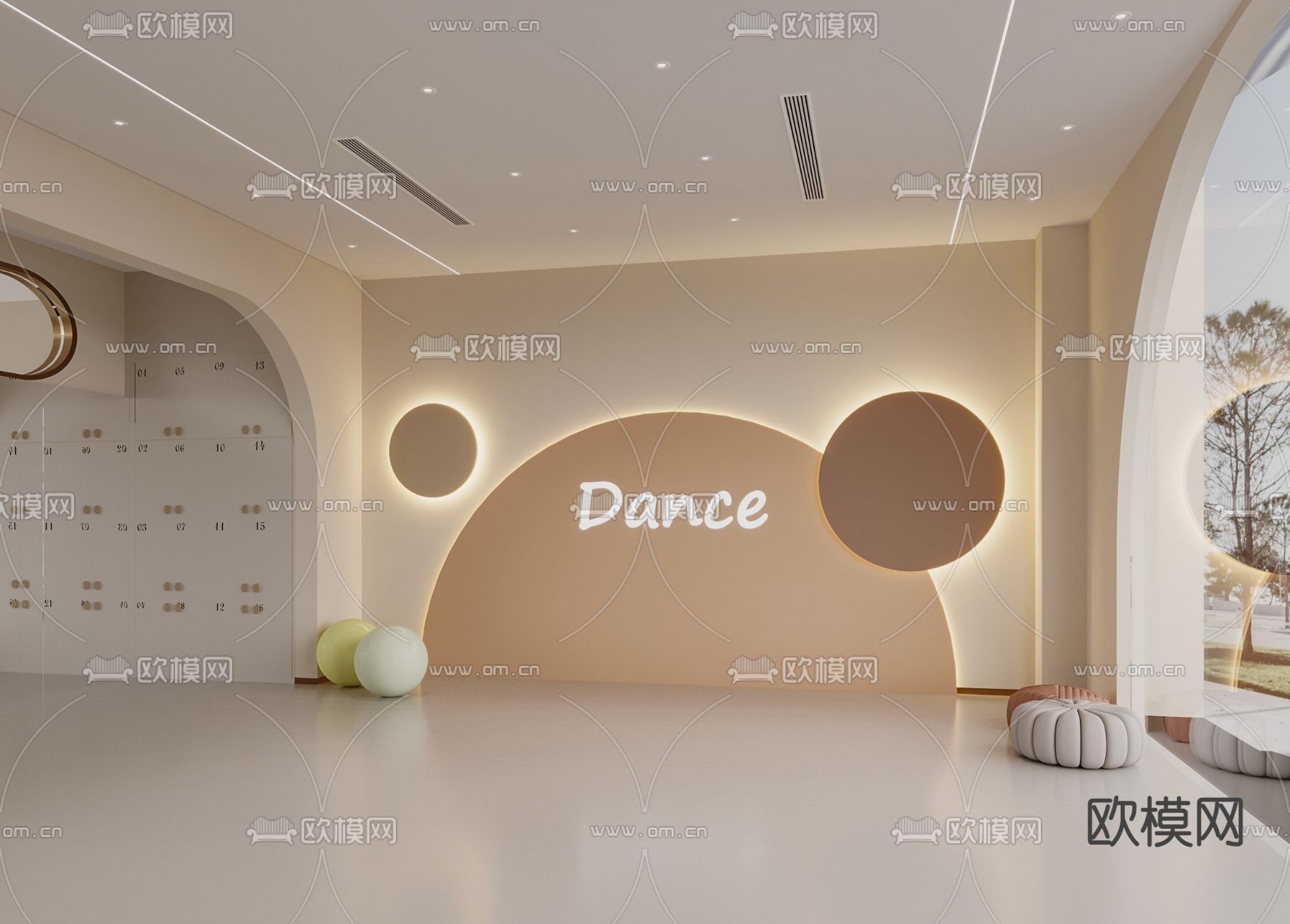 现代舞蹈教室su模型下载（渲染图1）