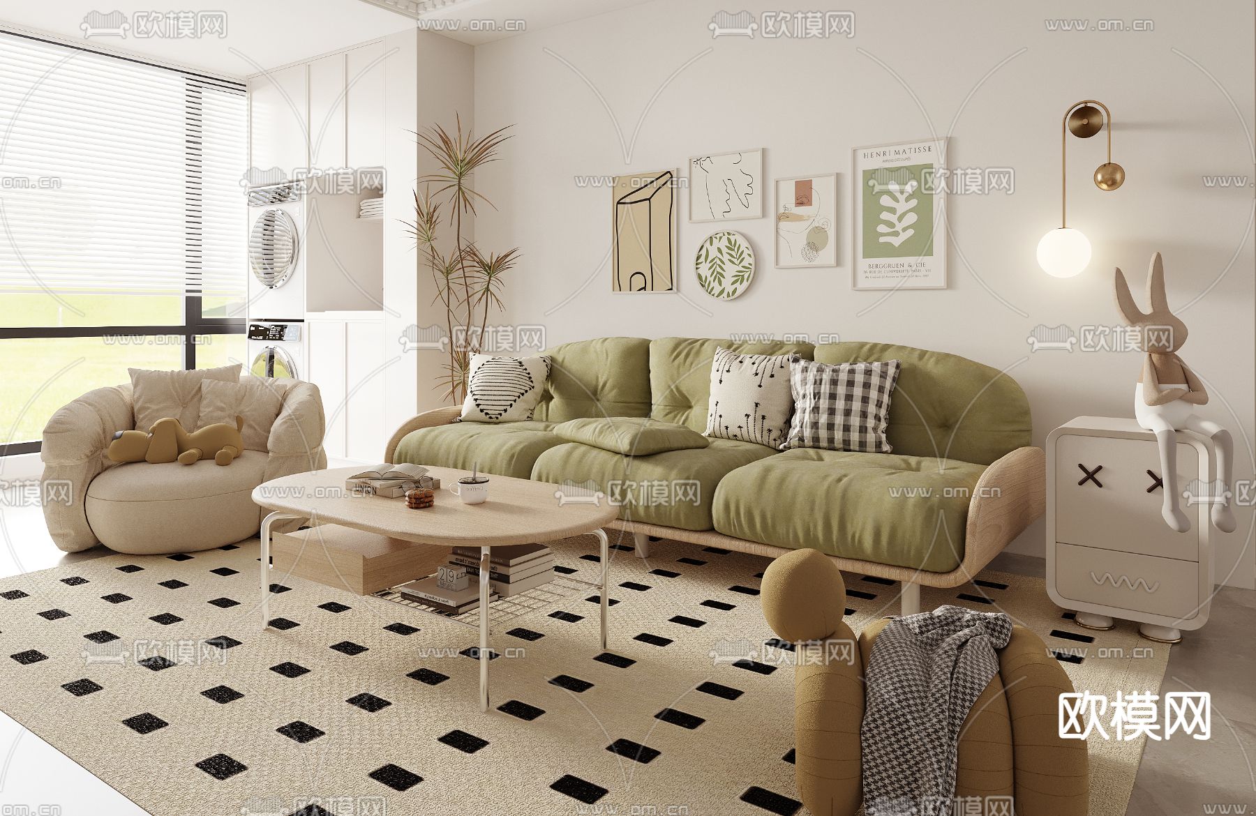 北欧客厅3d模型下载（渲染图2）