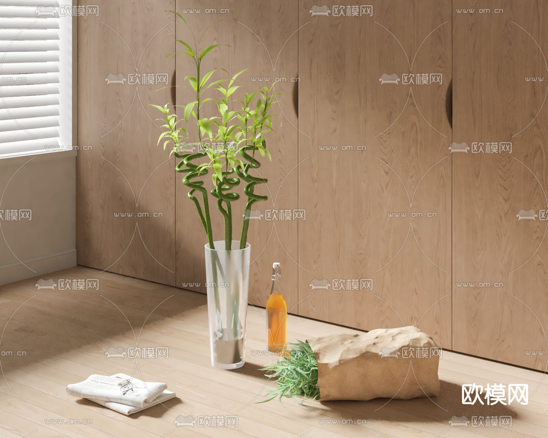 富贵竹 水培绿植su模型下载（渲染图1）