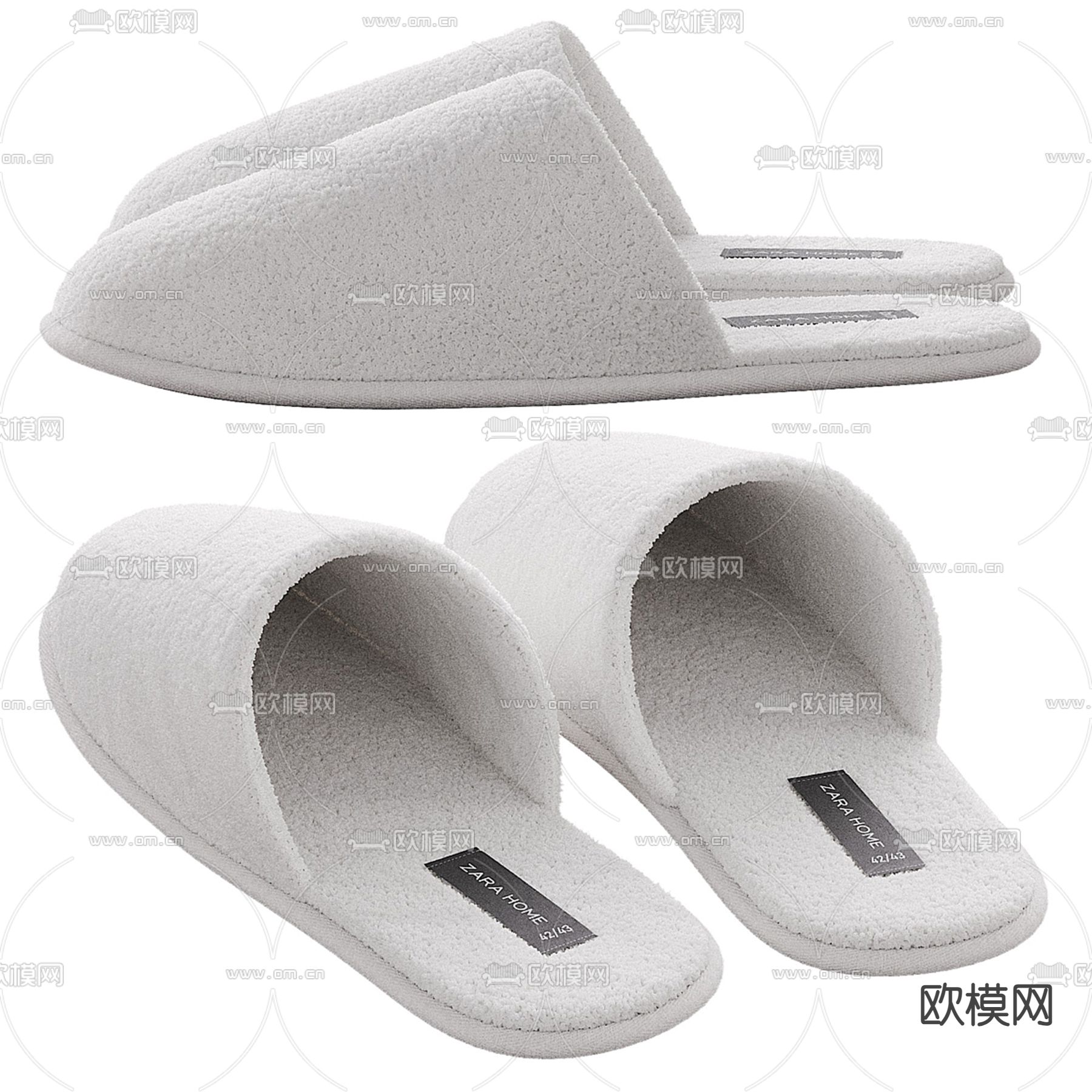 棉拖鞋su模型下载（渲染图1）