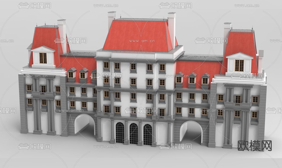 欧式别墅 城堡构件3d模型下载(渲染图2)