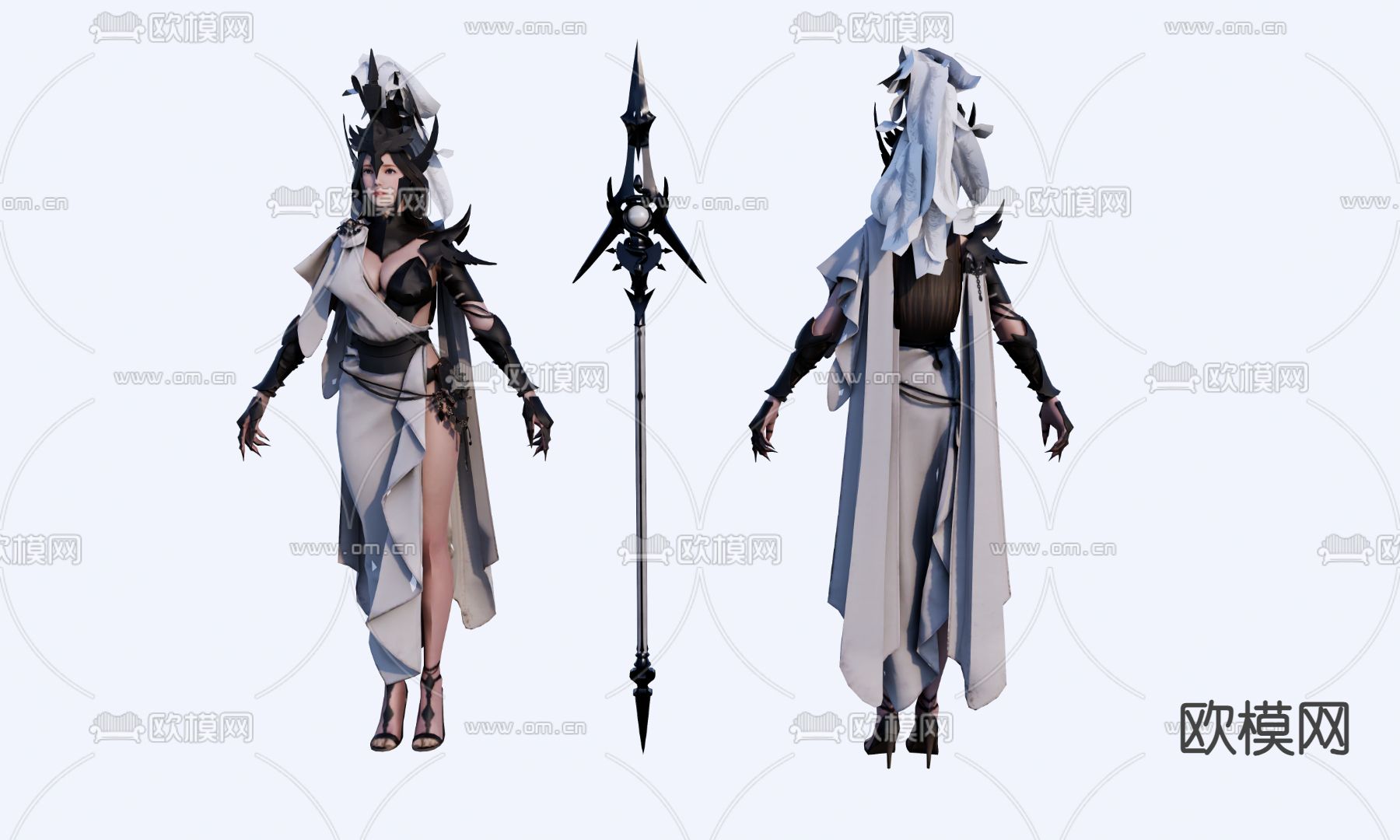 游戏人物 雅典娜 古典女法师su模型下载（渲染图1）