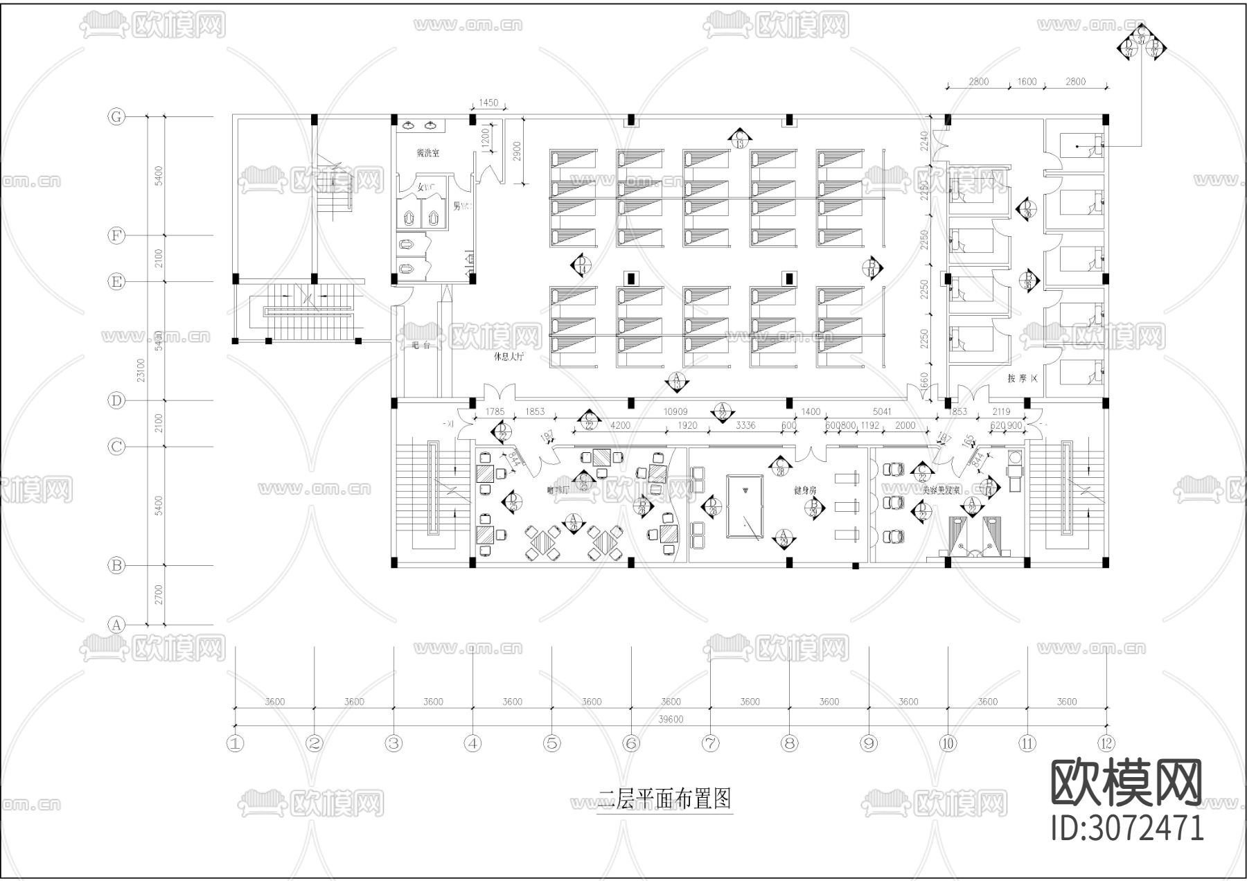 1560㎡汤泉 水疗 洗浴会所cad施工图下载（渲染图2）
