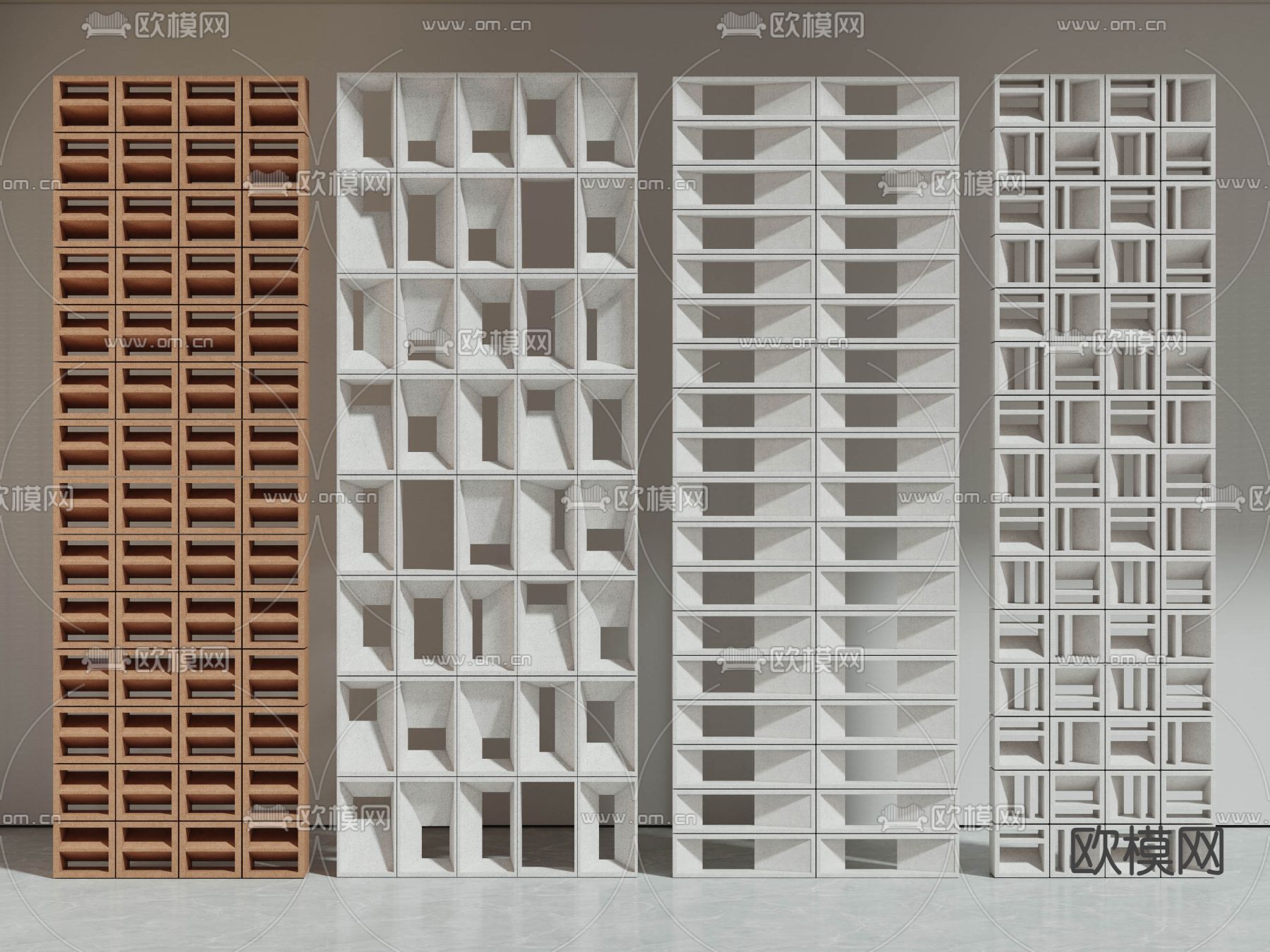 水泥砖屏风 镂空隔断3d模型下载