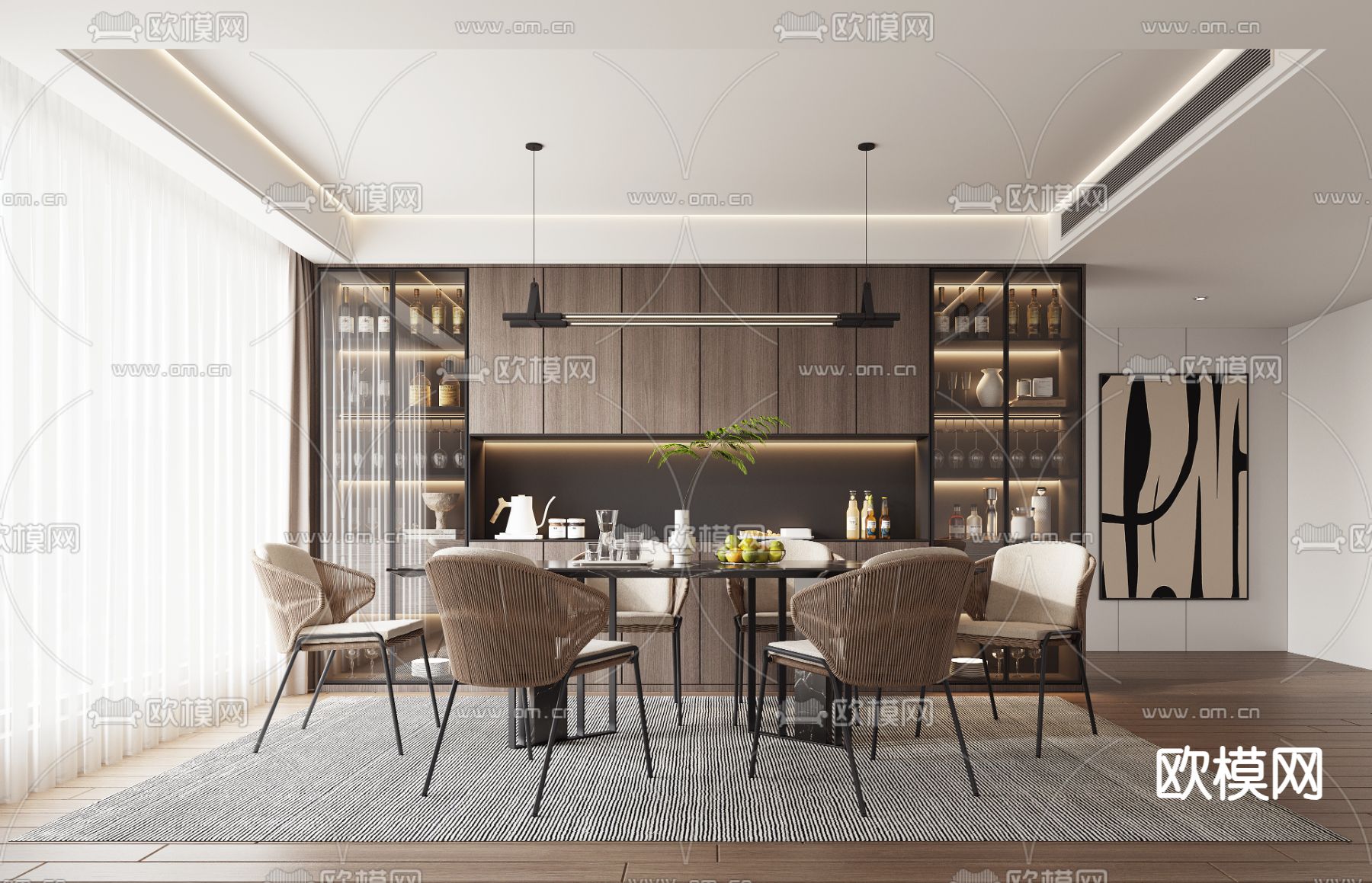 现代餐厅3d模型下载