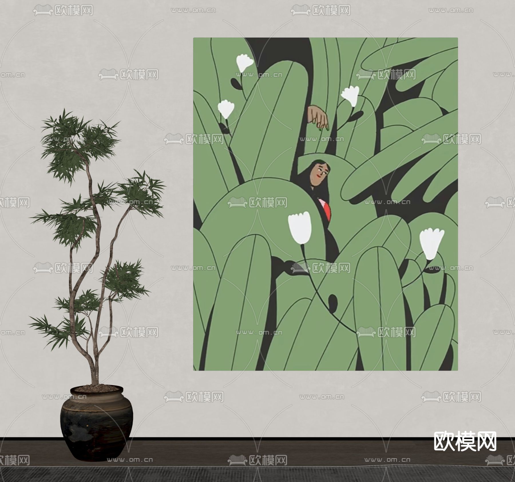 侘寂风油画 抽象画 装饰画su模型