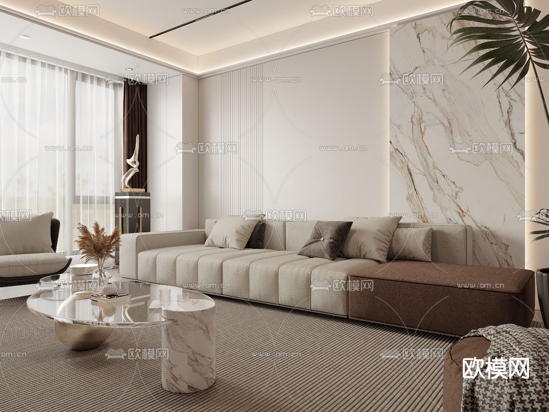 现代客厅3d模型下载（渲染图2）