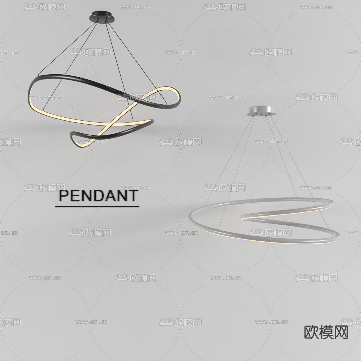 线条吊灯 环形吊灯su模型下载（渲染图1）