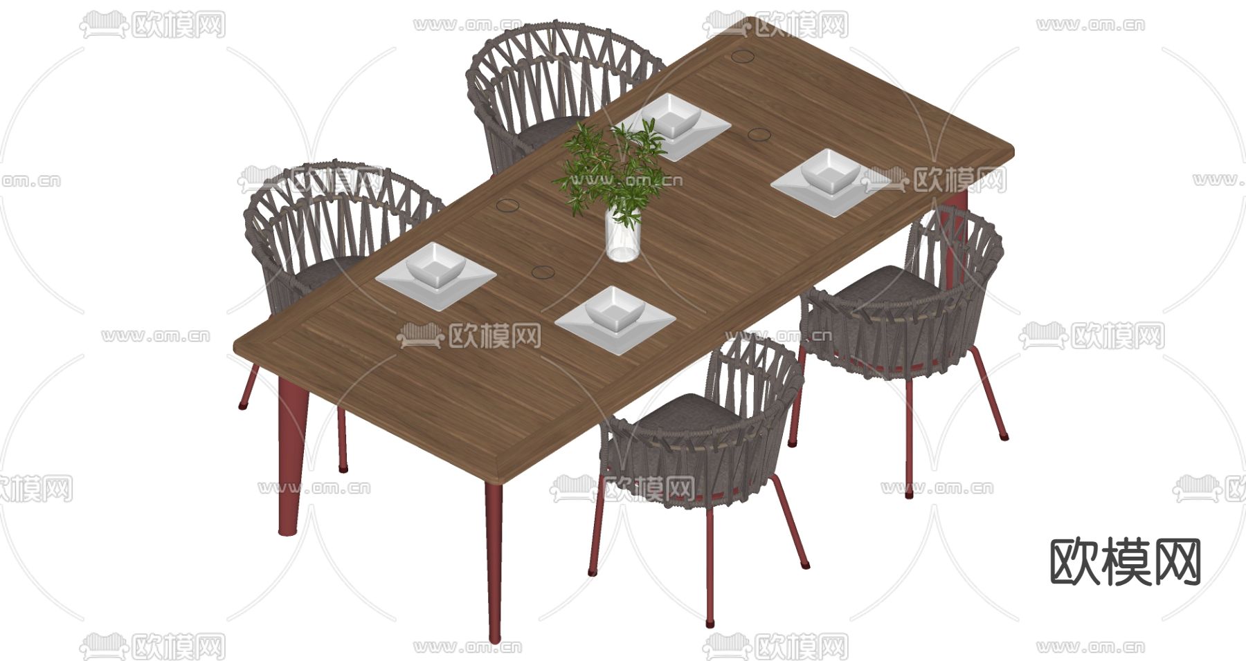 现代户外桌椅 休闲桌椅su模型下载（渲染图2）