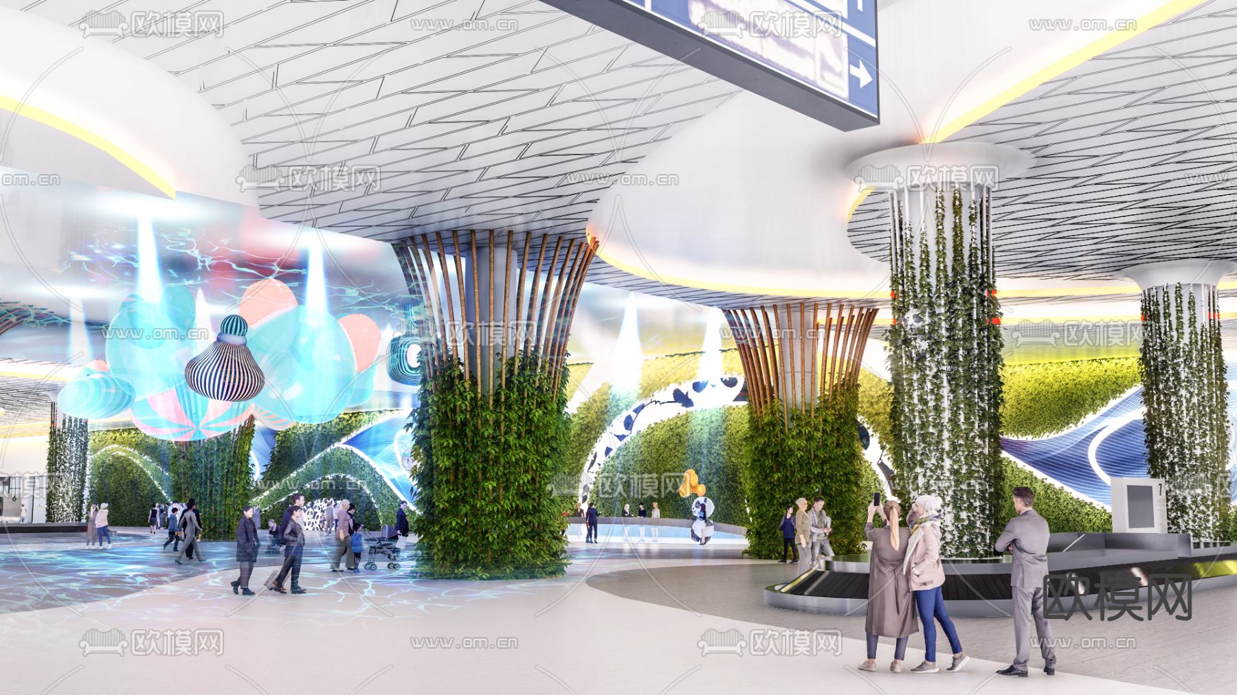 机场行李室 行李轨道su模型下载（渲染图2）