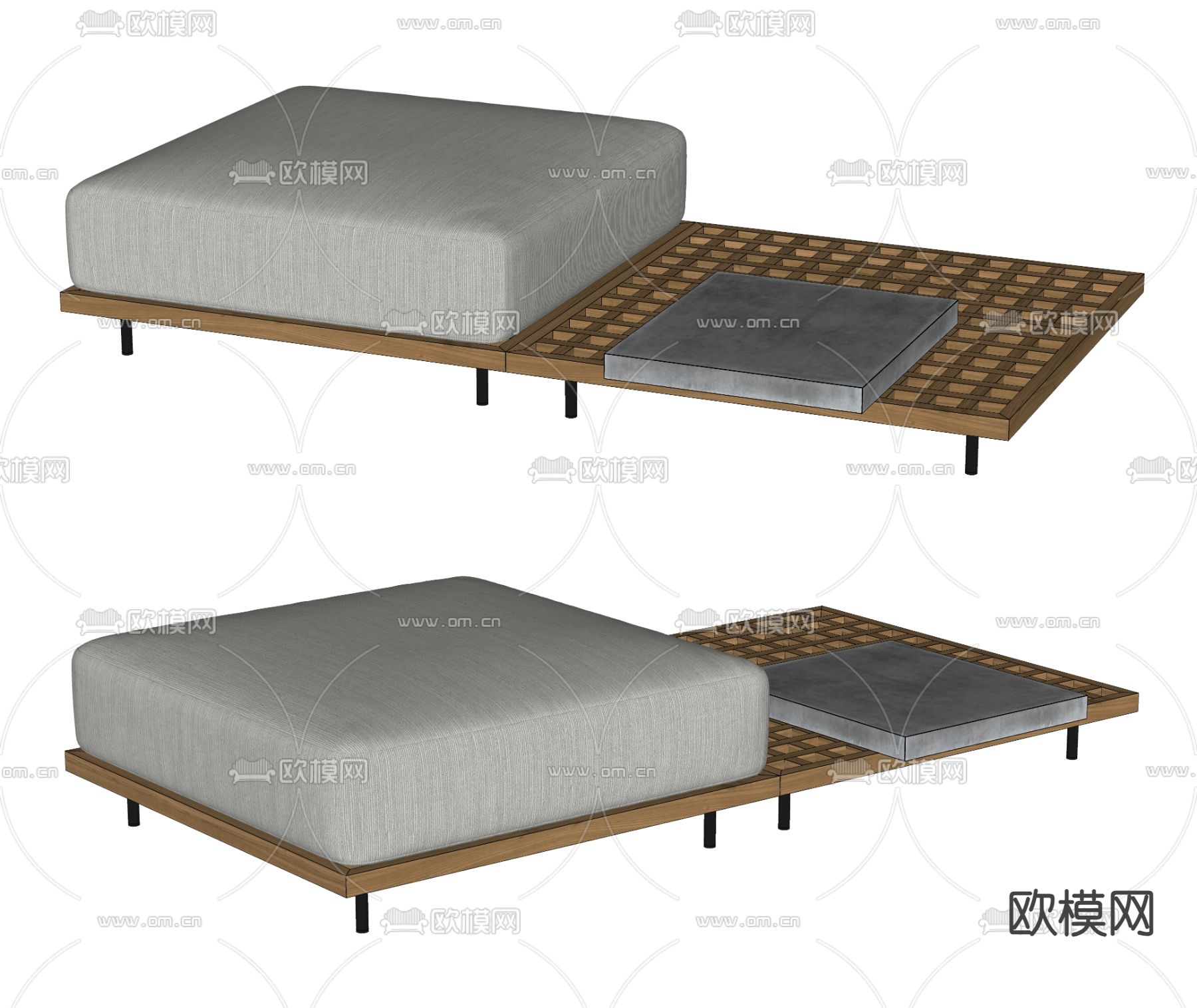 MINOTTI 户外沙发 沙发凳 脚踏su模型