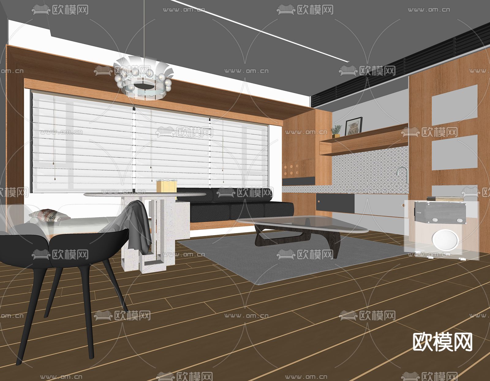 包豪斯公寓客厅su模型下载（渲染图2）