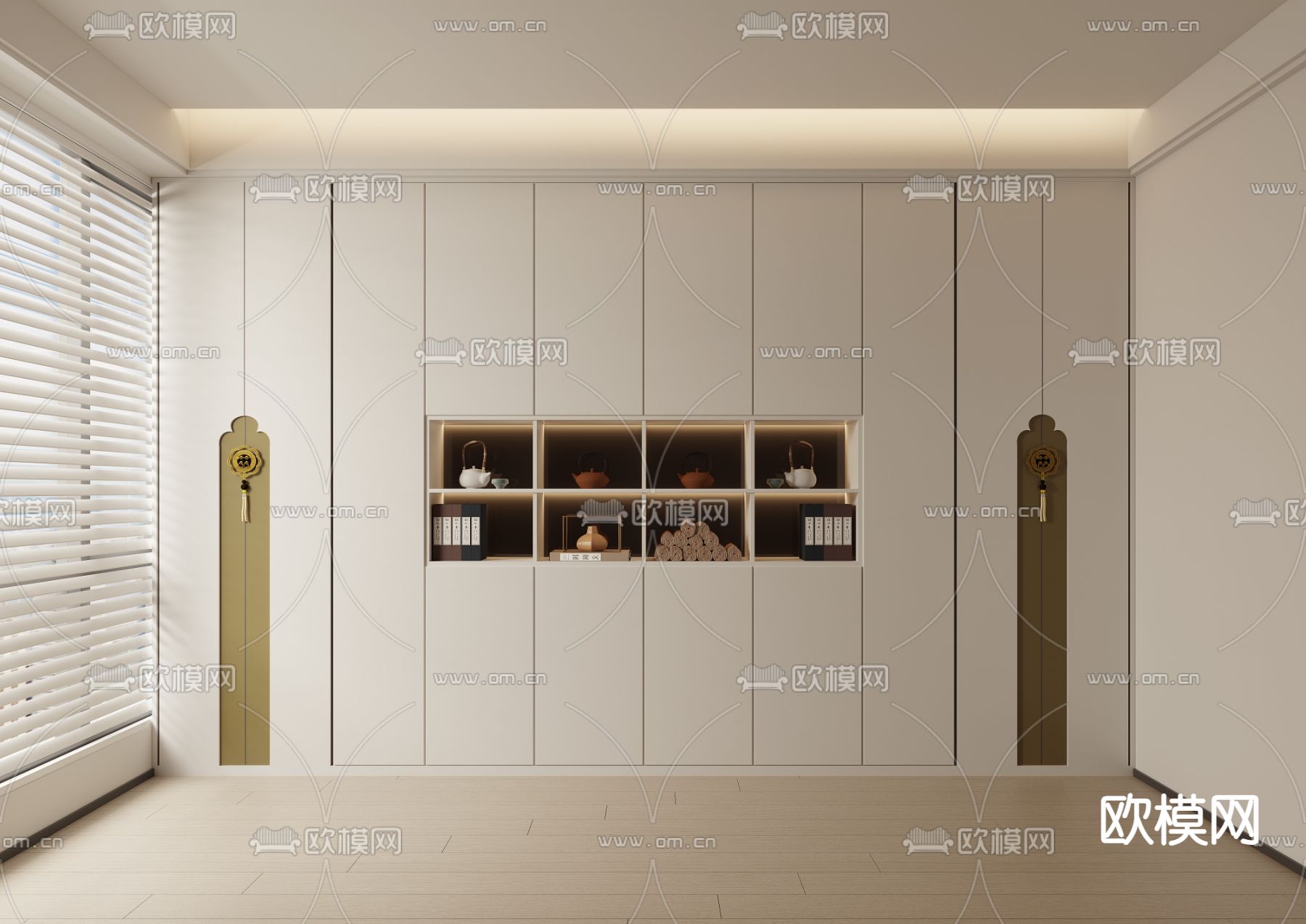 新中式书柜 装饰柜3d模型下载