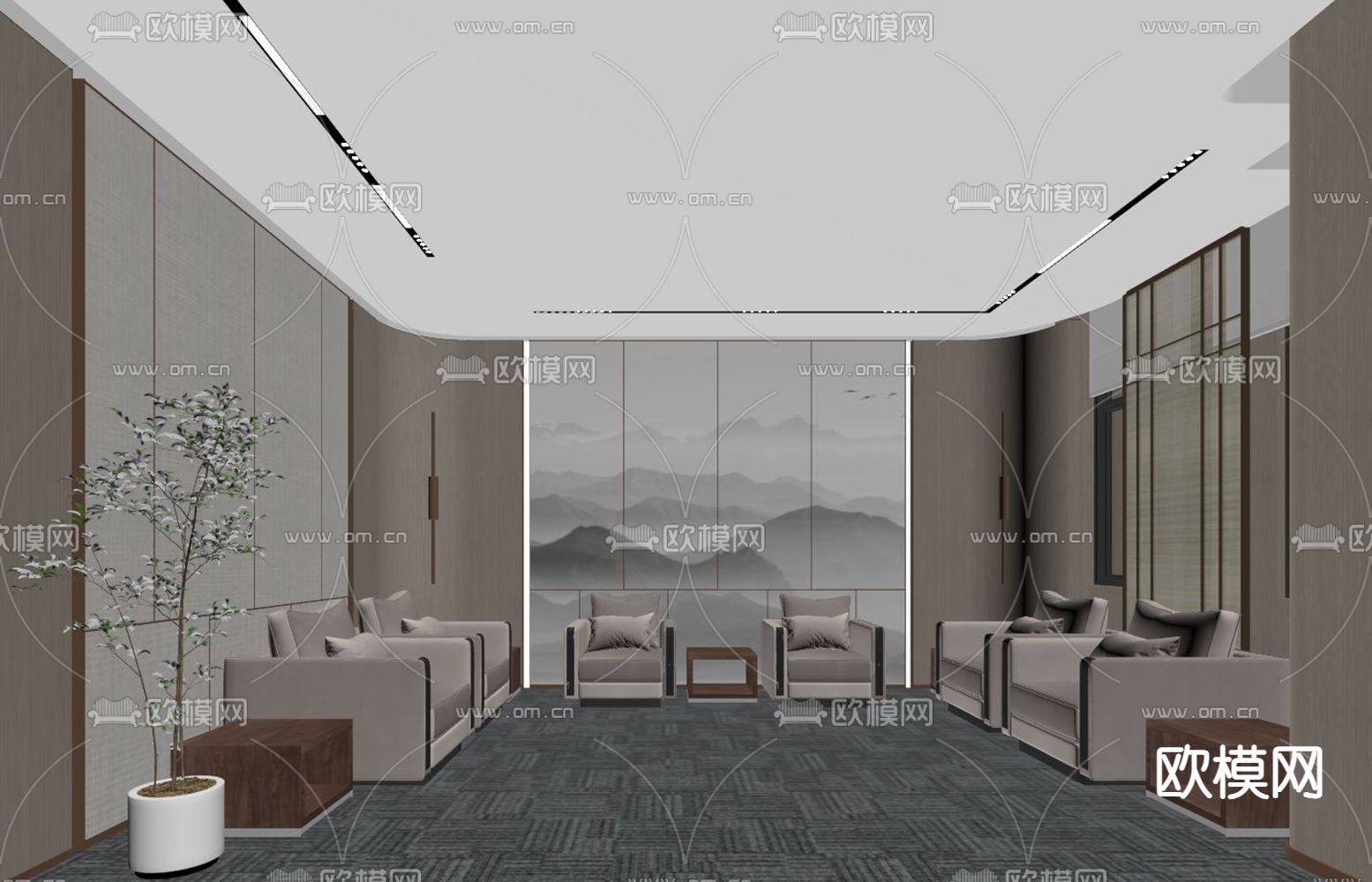 贵宾室 接待室su模型下载（渲染图2）