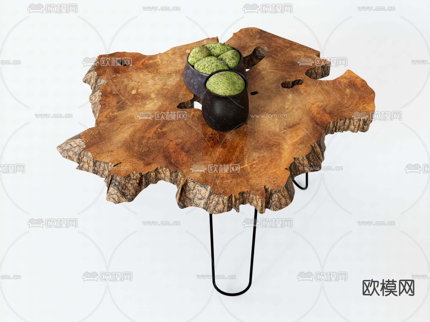 木片茶几 矮桌 茶桌su模型下载（渲染图1）