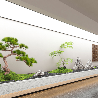  植物堆 景观造景 苔藓景观 天井景观su模型 