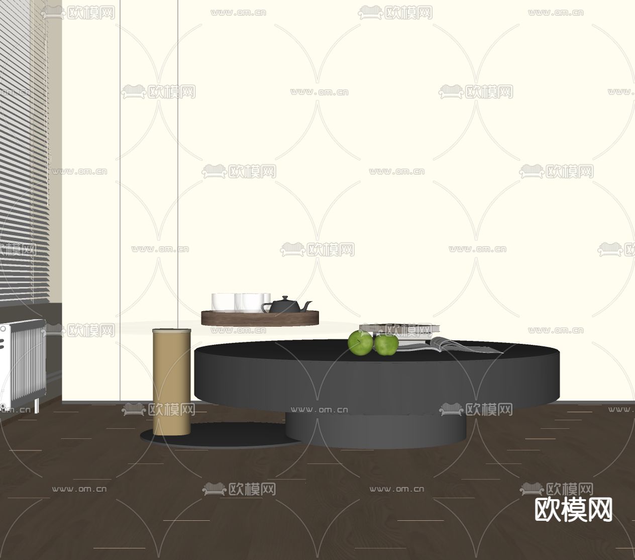 子母茶几su模型下载（渲染图2）