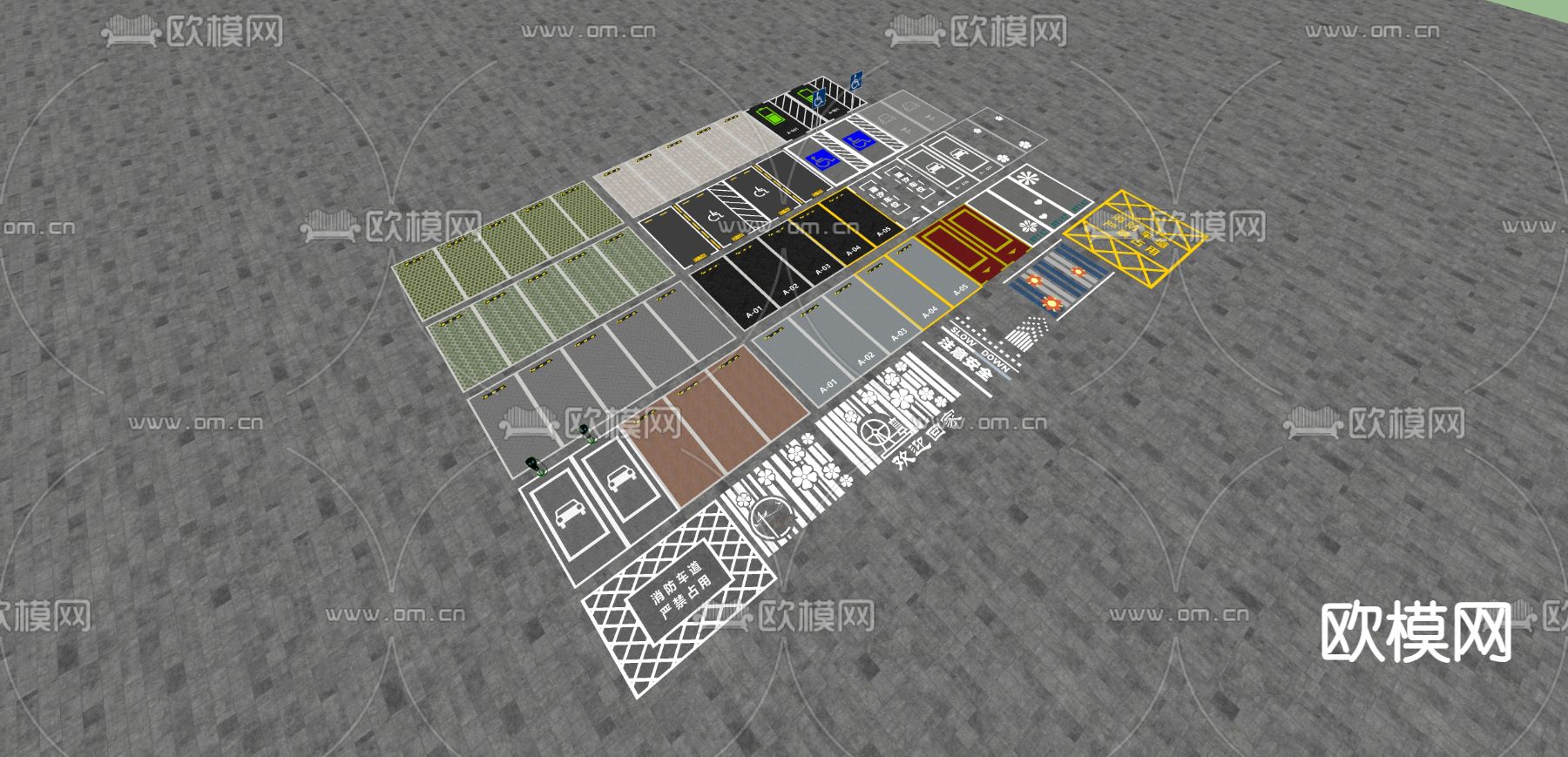 停车位 停车场 无障碍停车位 充电停车位su模型下载（渲染图3）