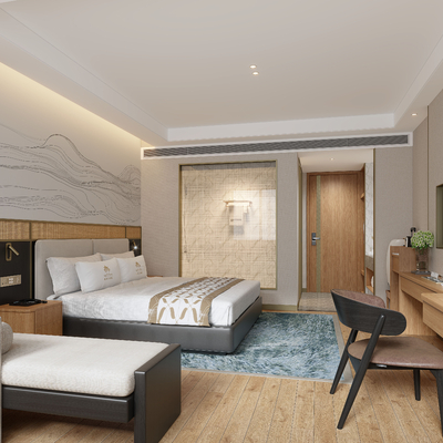  现代酒店大床房 客房su模型 