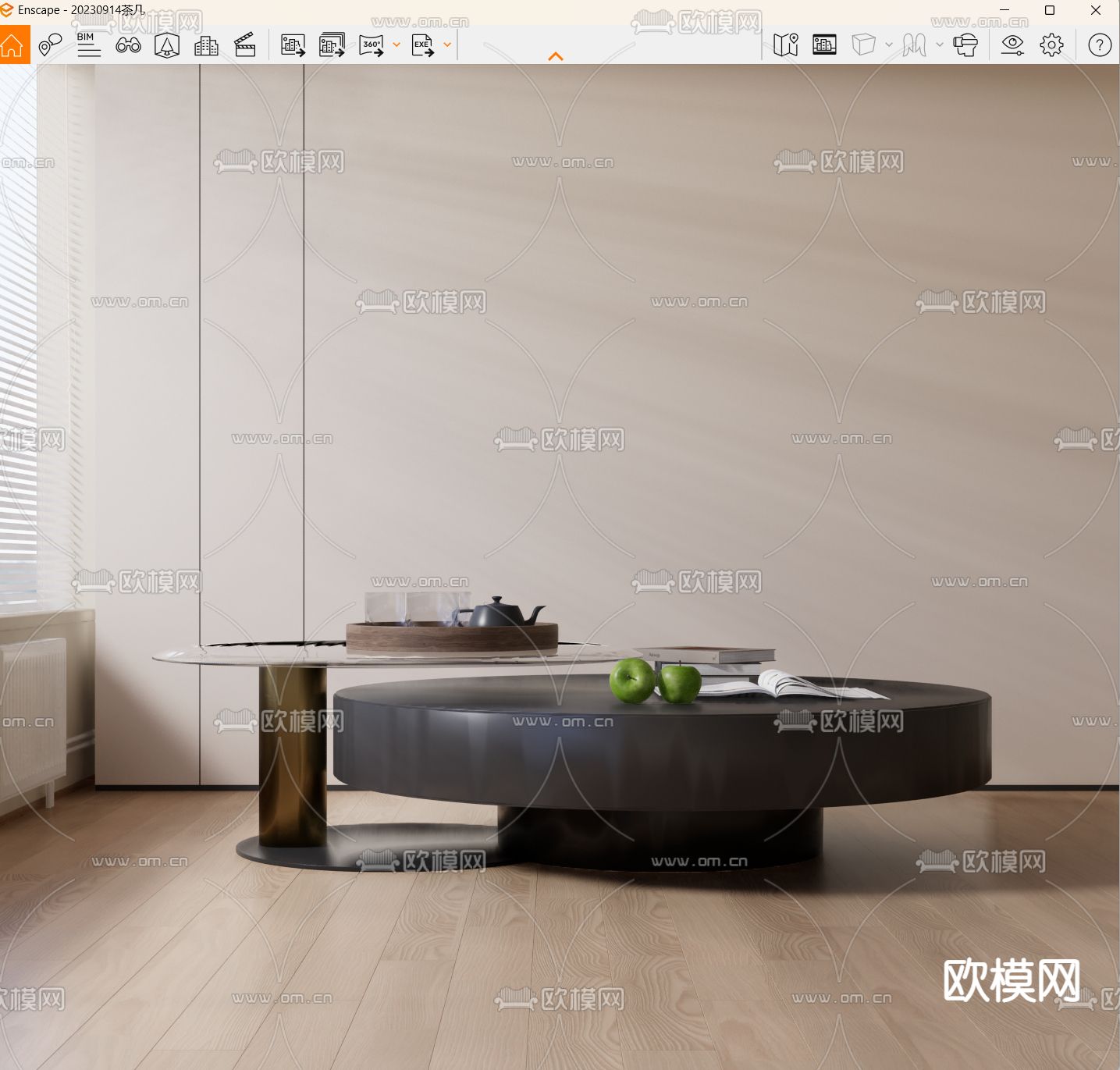 子母茶几su模型下载（渲染图3）