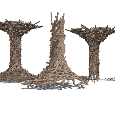  木柱子 装饰柱子su模型 