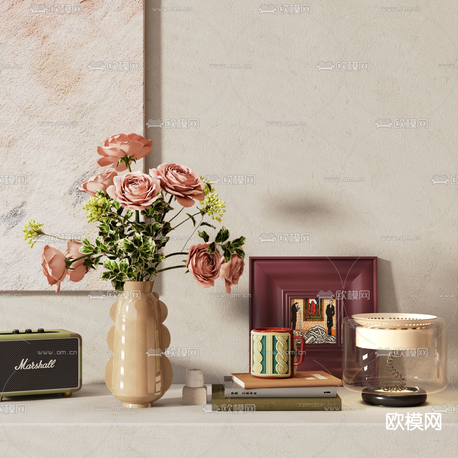 现代装饰品 桌面摆件 花瓶花艺3d模型下载