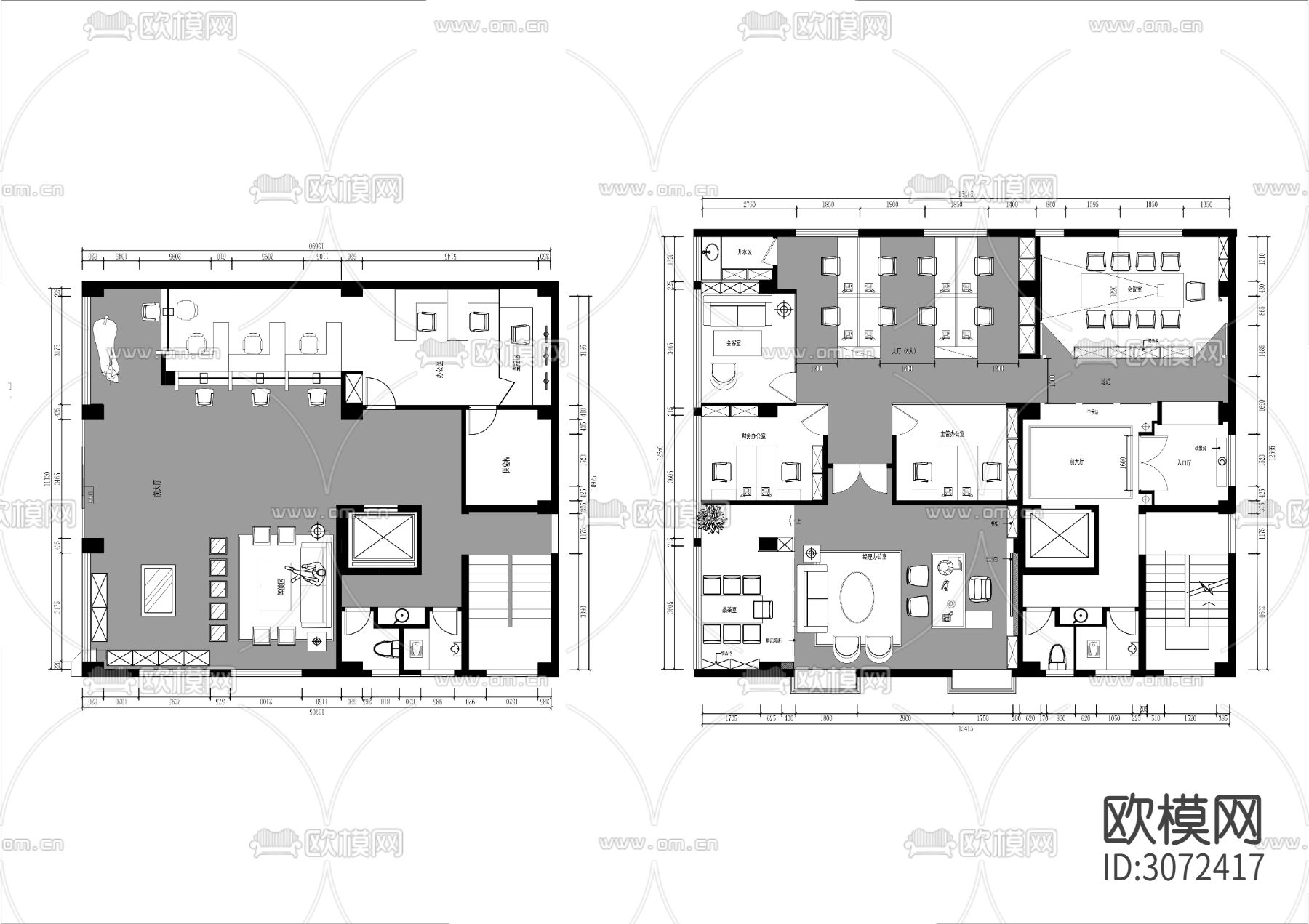 两层典当行cad平面图下载