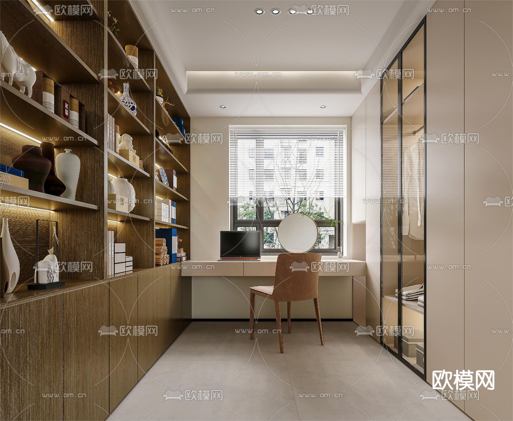 现代卧室 衣帽间3d模型下载（渲染图2）