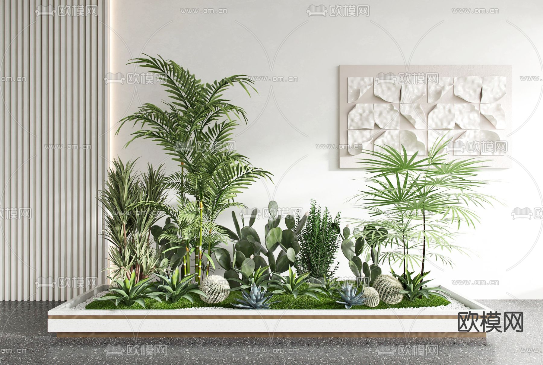 室内造景 植物堆 仙人掌3d模型下载