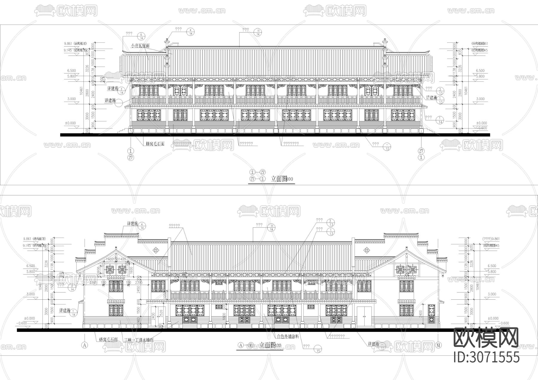 50套居民古建筑图纸cad施工图下载（渲染图2）