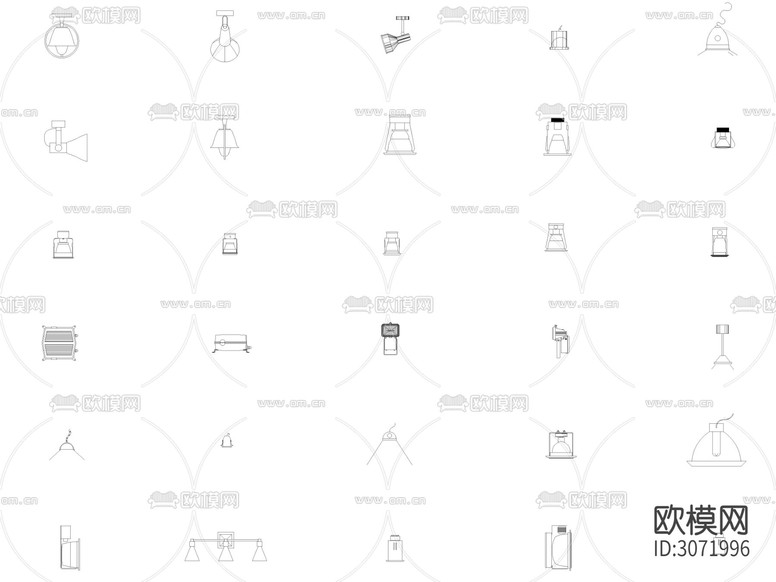 灯具 筒灯 射灯立面图cad图库下载(渲染图2)