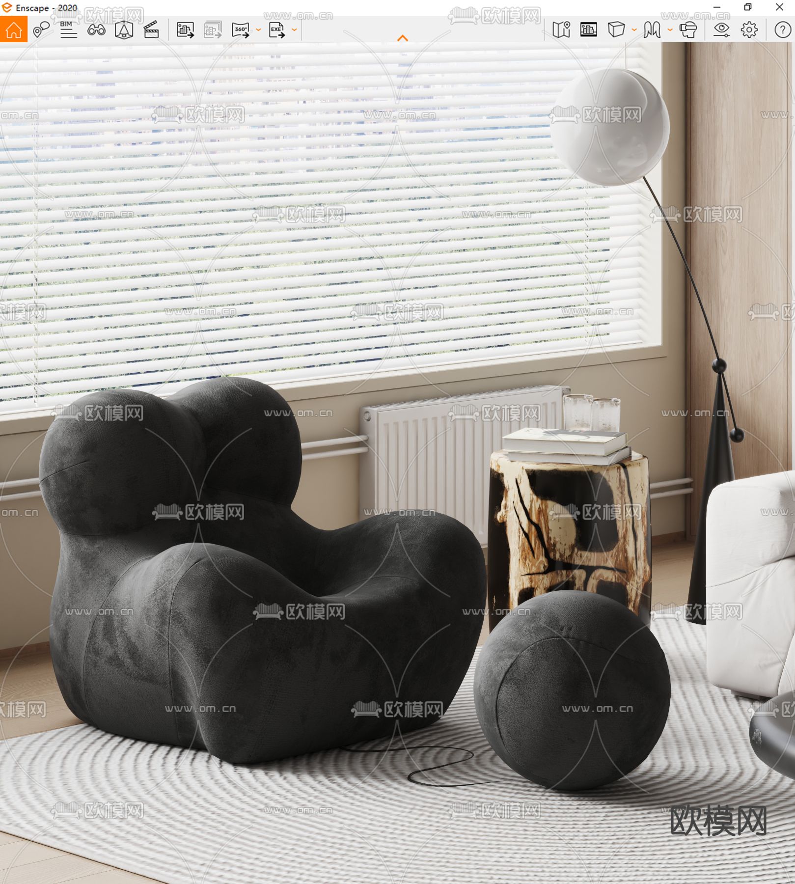 现代单人沙发 母亲怀抱椅su模型下载（渲染图3）