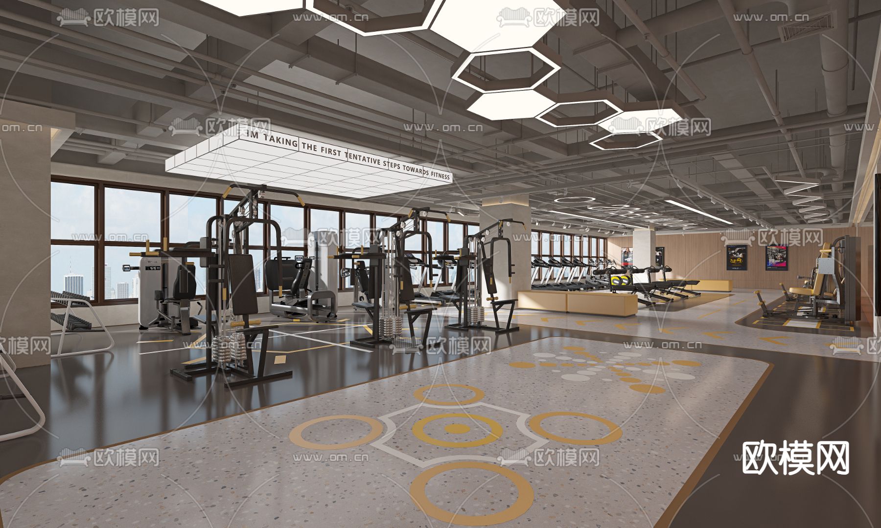 现代健身房3d模型下载（渲染图2）