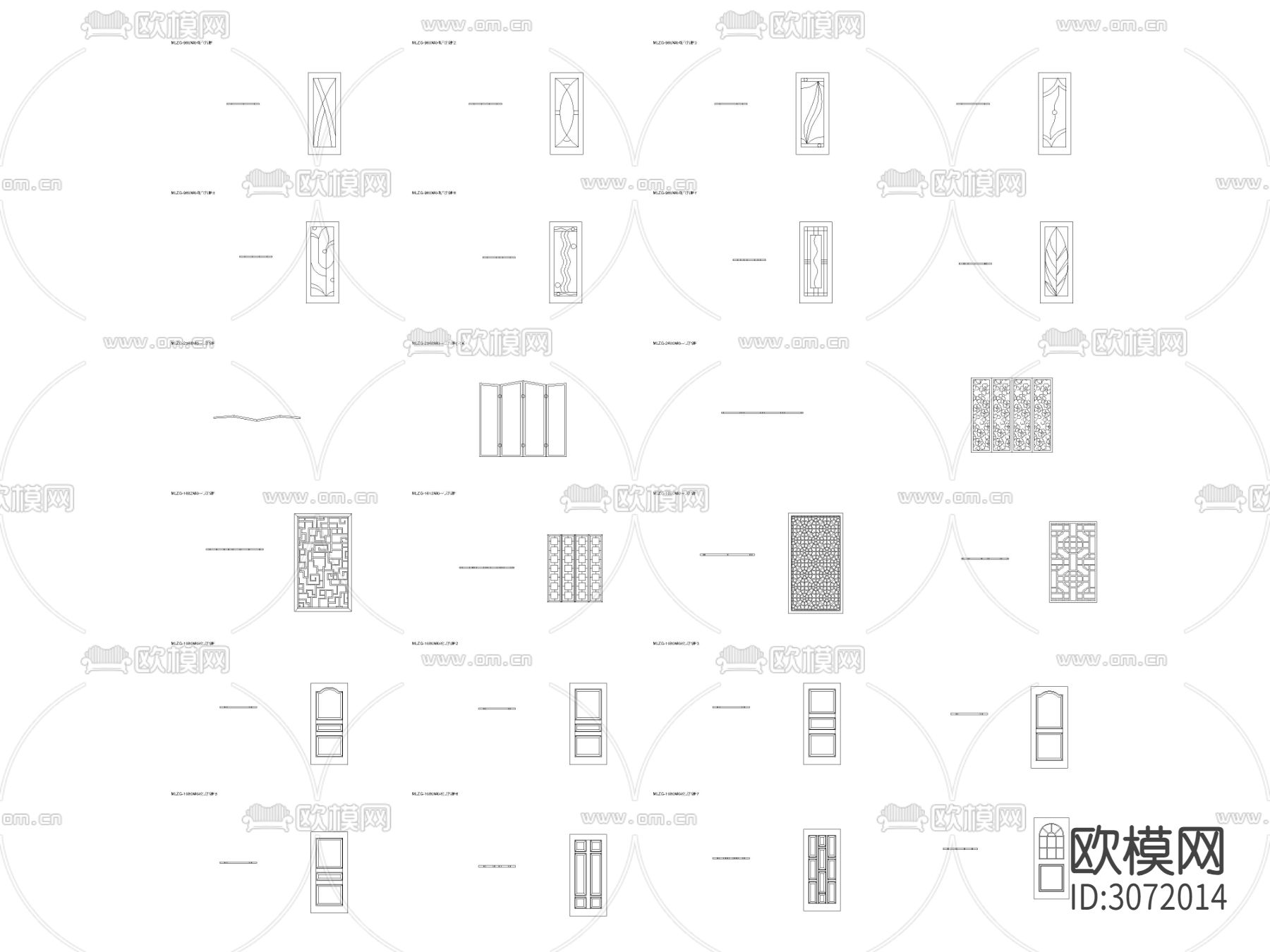 屏风 隔断平面图cad图库下载（渲染图1）