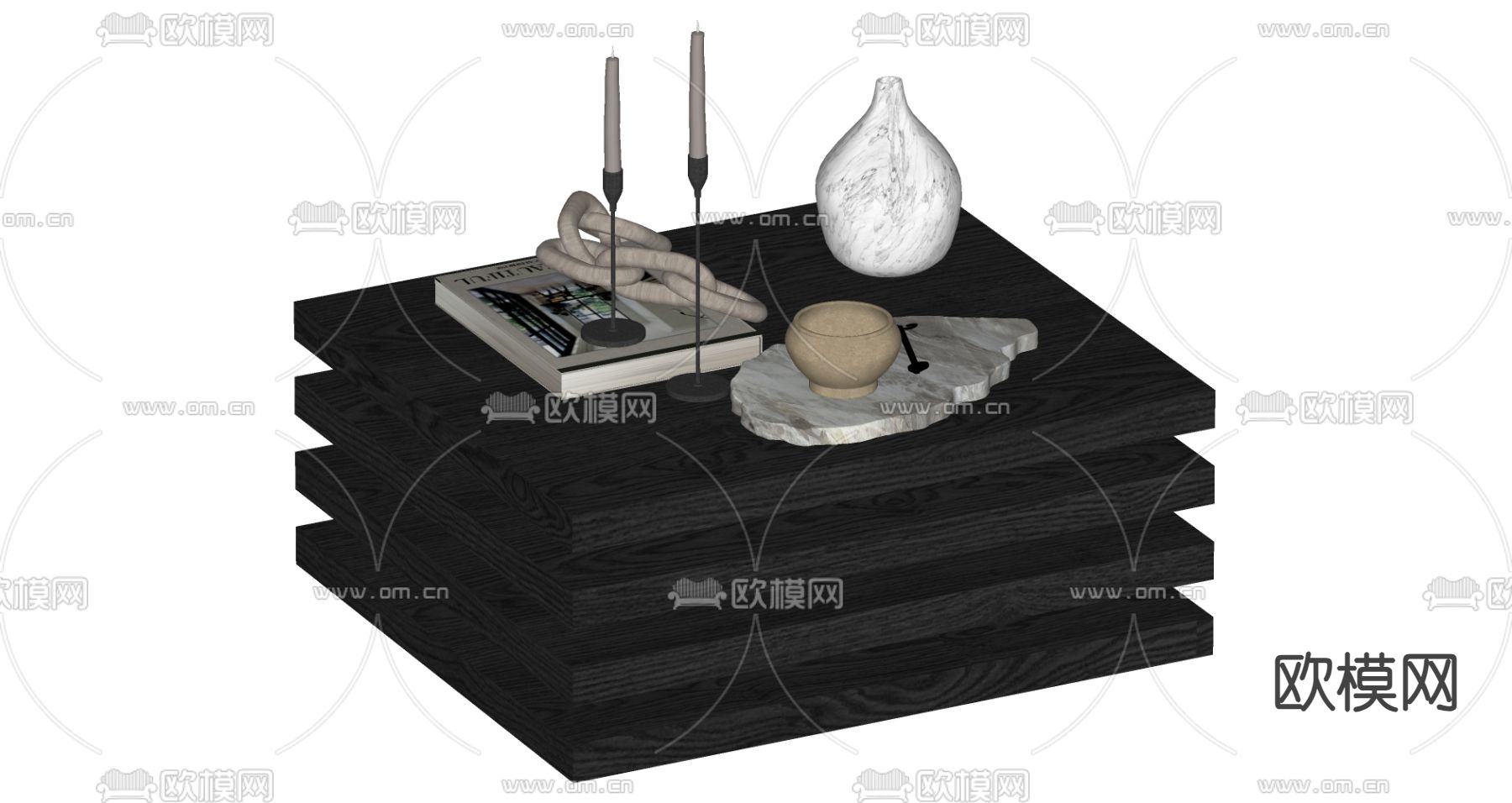 侘寂风茶几su模型下载（渲染图2）