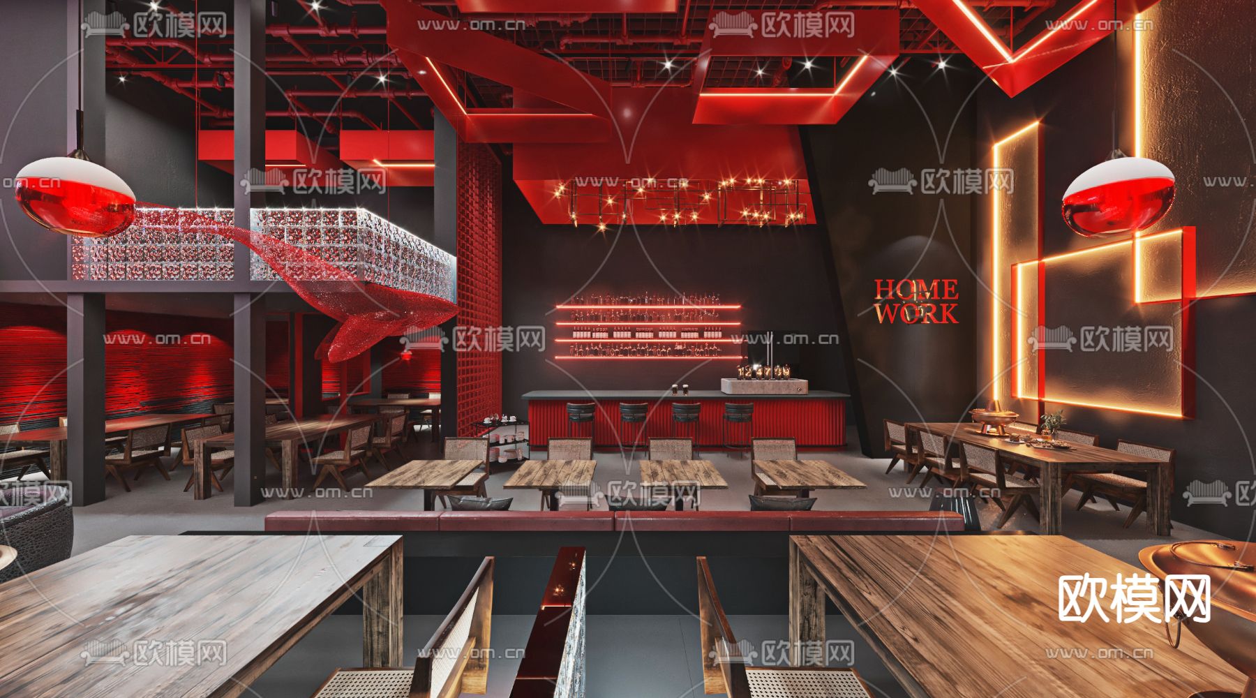 音乐餐吧 网红餐厅3d模型下载（渲染图3）