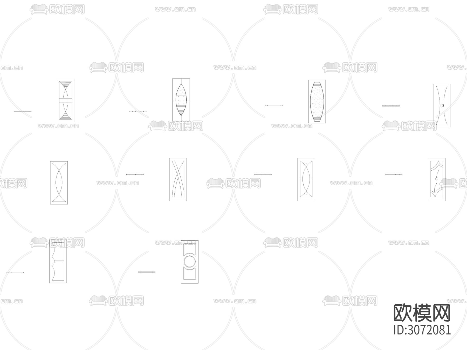 现代弧度纹理隔断 屏风cad图库下载